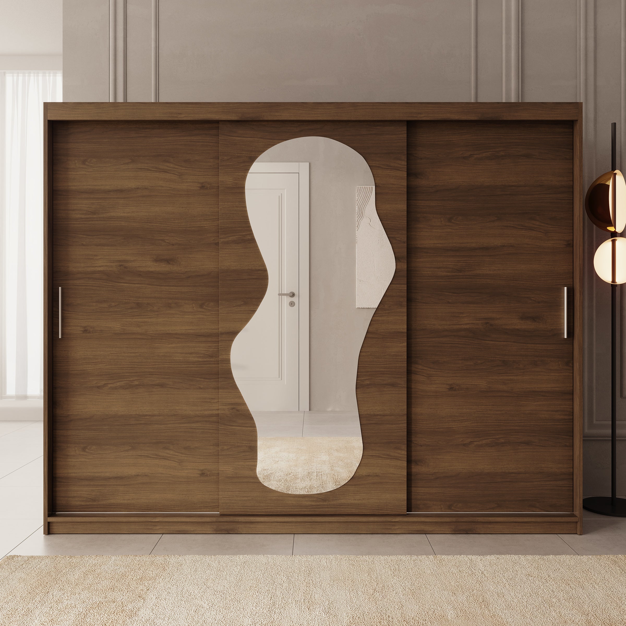 Ulysses -Kledingkast met schuifdeuren - Walnootpatroon - 250x62x200 cm