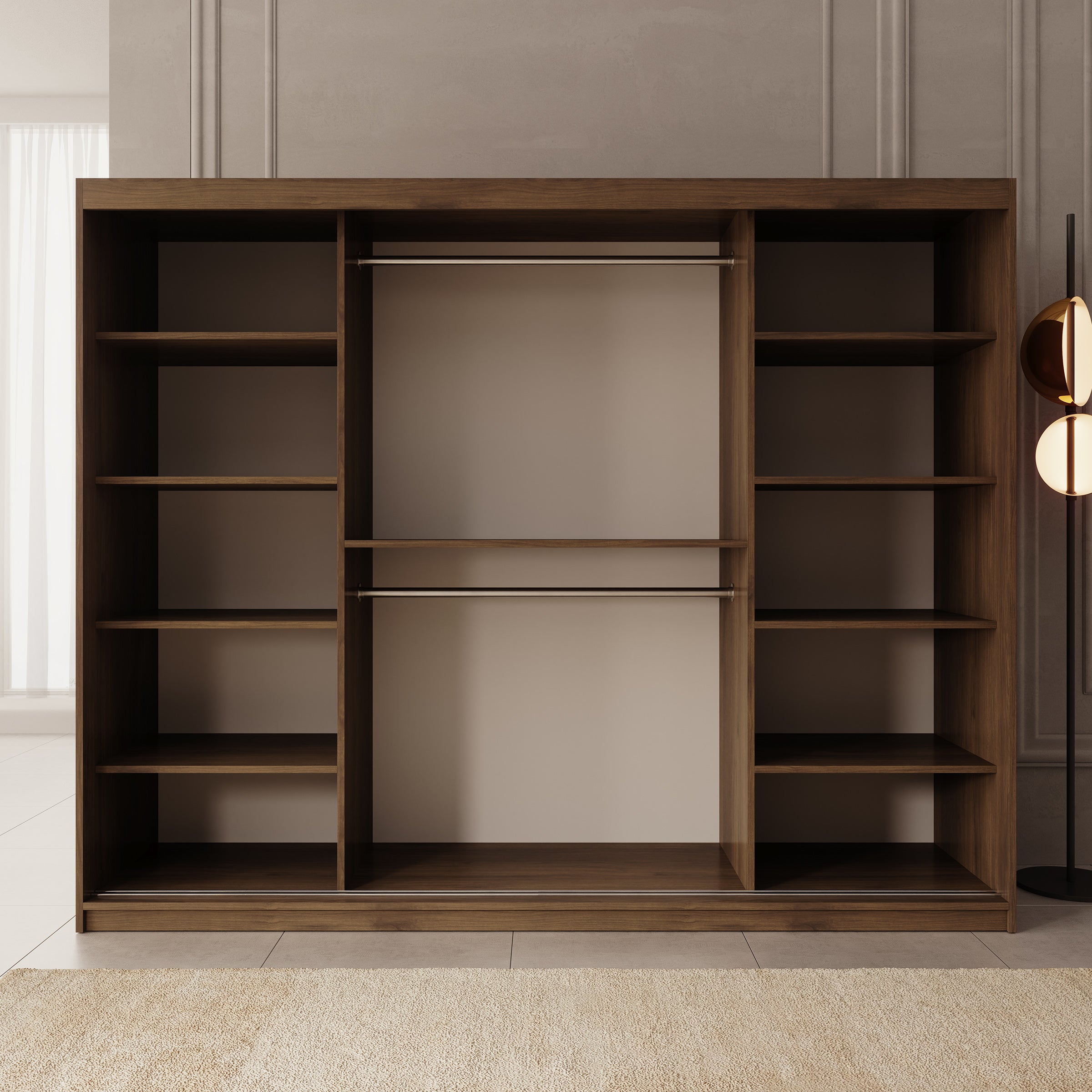 Ulysses -Kledingkast met schuifdeuren - Walnootpatroon - 250x62x200 cm