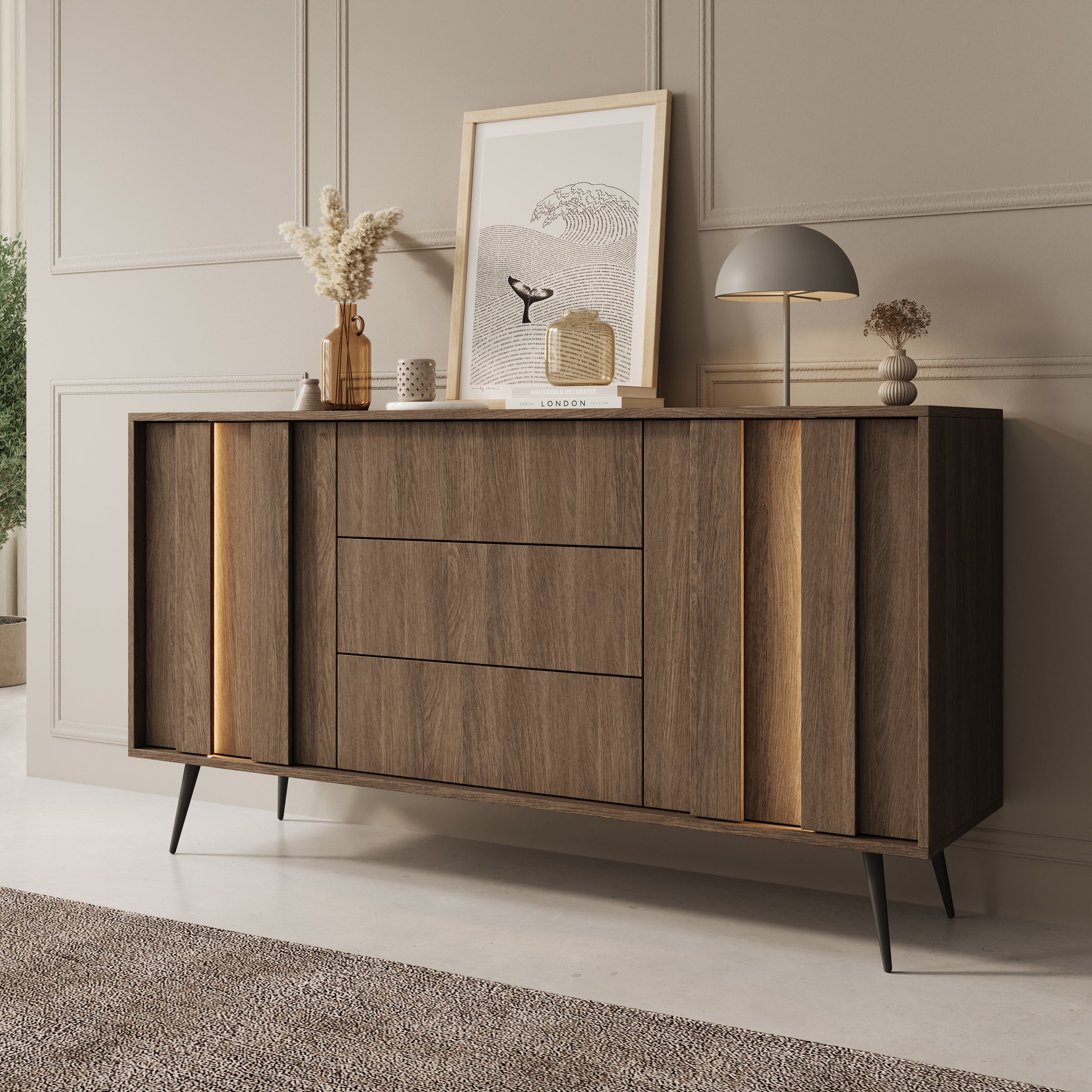 Umbra - Dressoir - Donker eikenpatroon - 154x40x83 cm