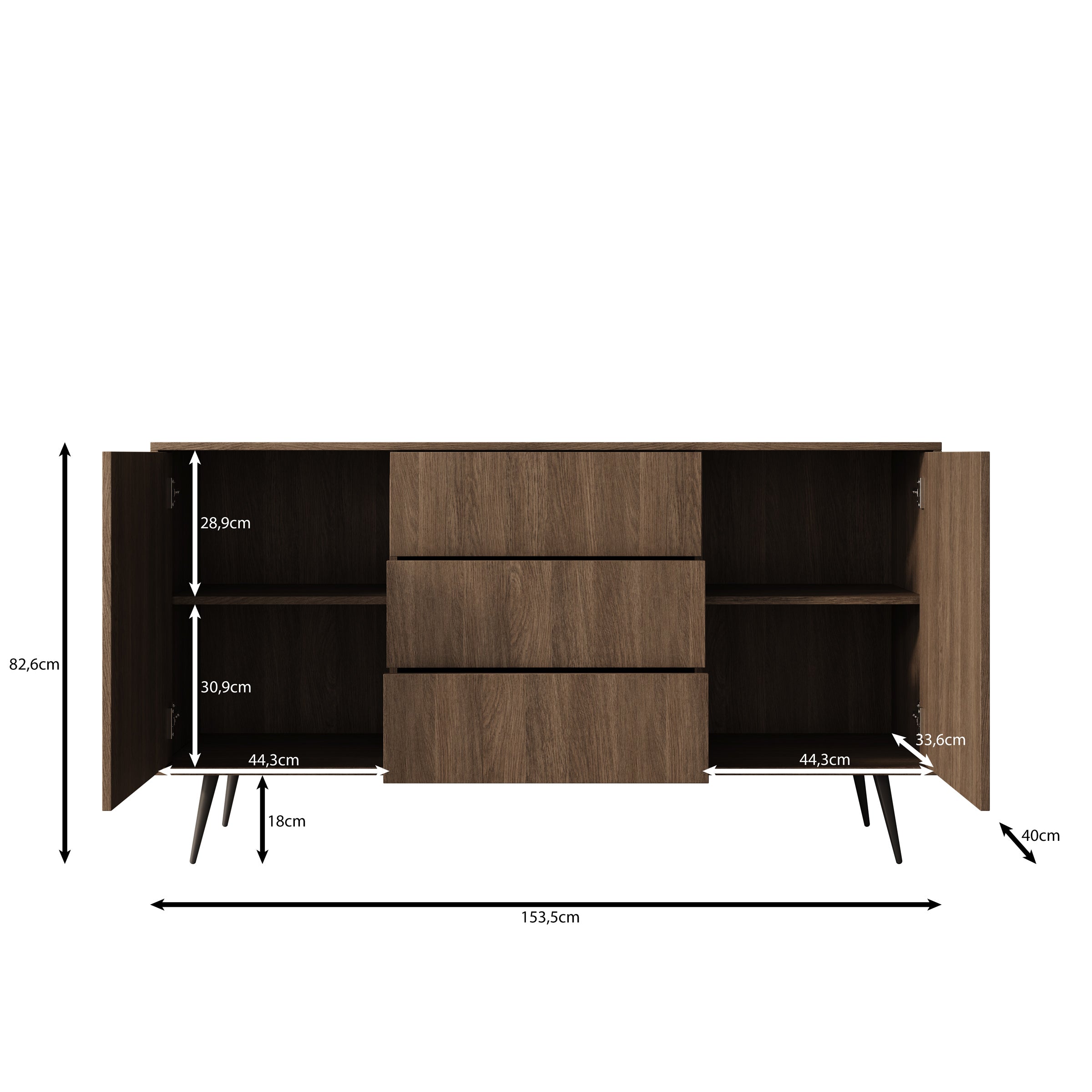 Umbra - Dressoir - Donker eikenpatroon - 154x40x83 cm