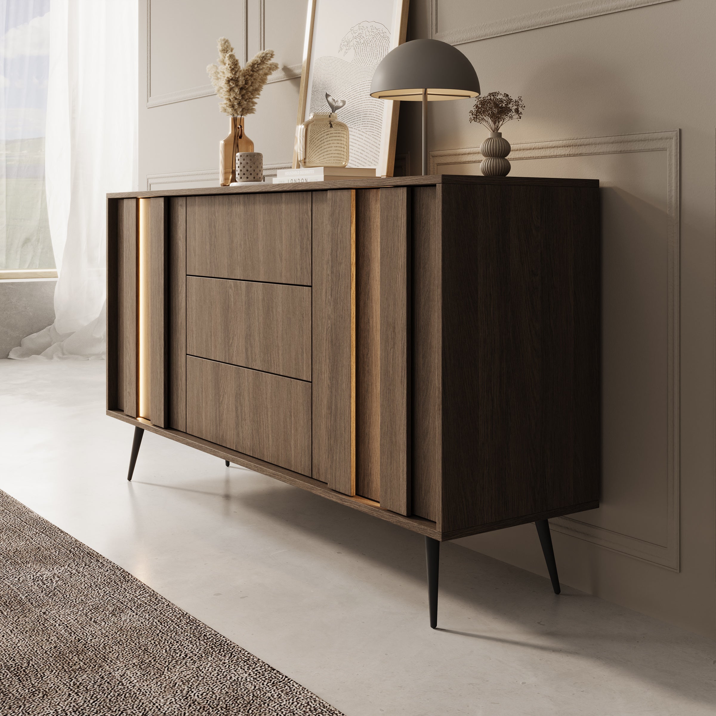 Umbra - Dressoir - Donker eikenpatroon - 154x40x83 cm