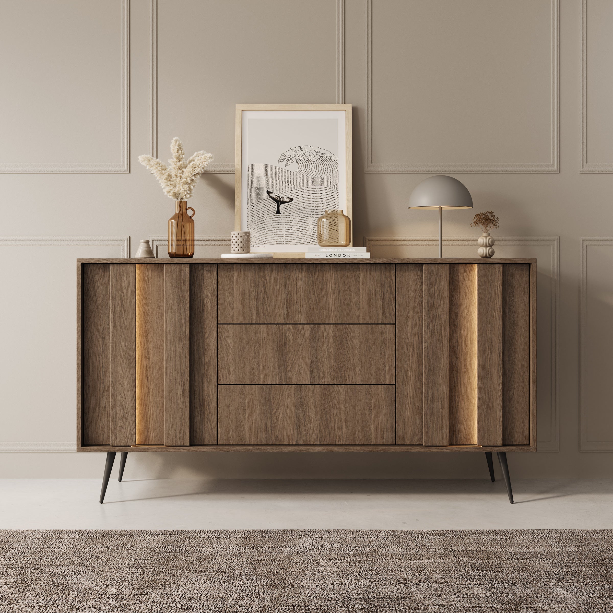 Umbra - Dressoir - Donker eikenpatroon - 154x40x83 cm
