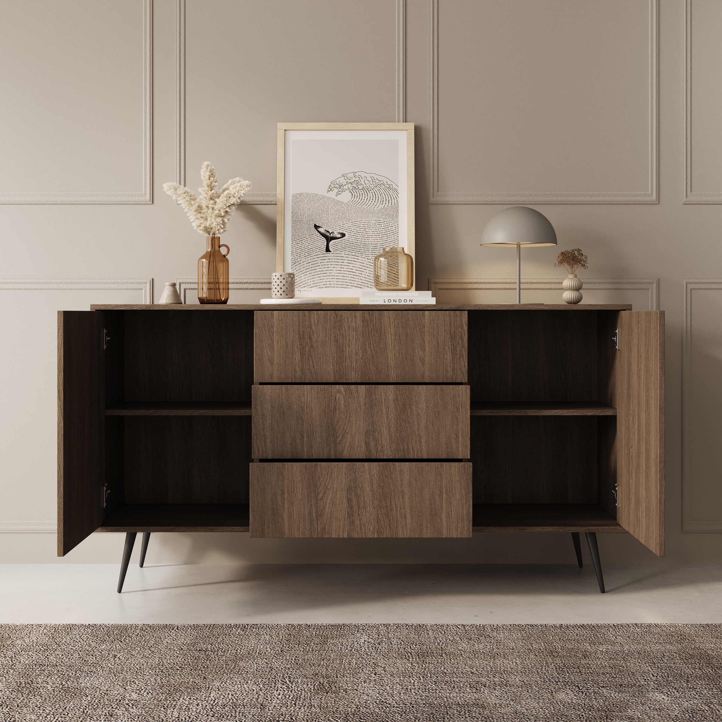 Umbra - Dressoir - Donker eikenpatroon - 154x40x83 cm