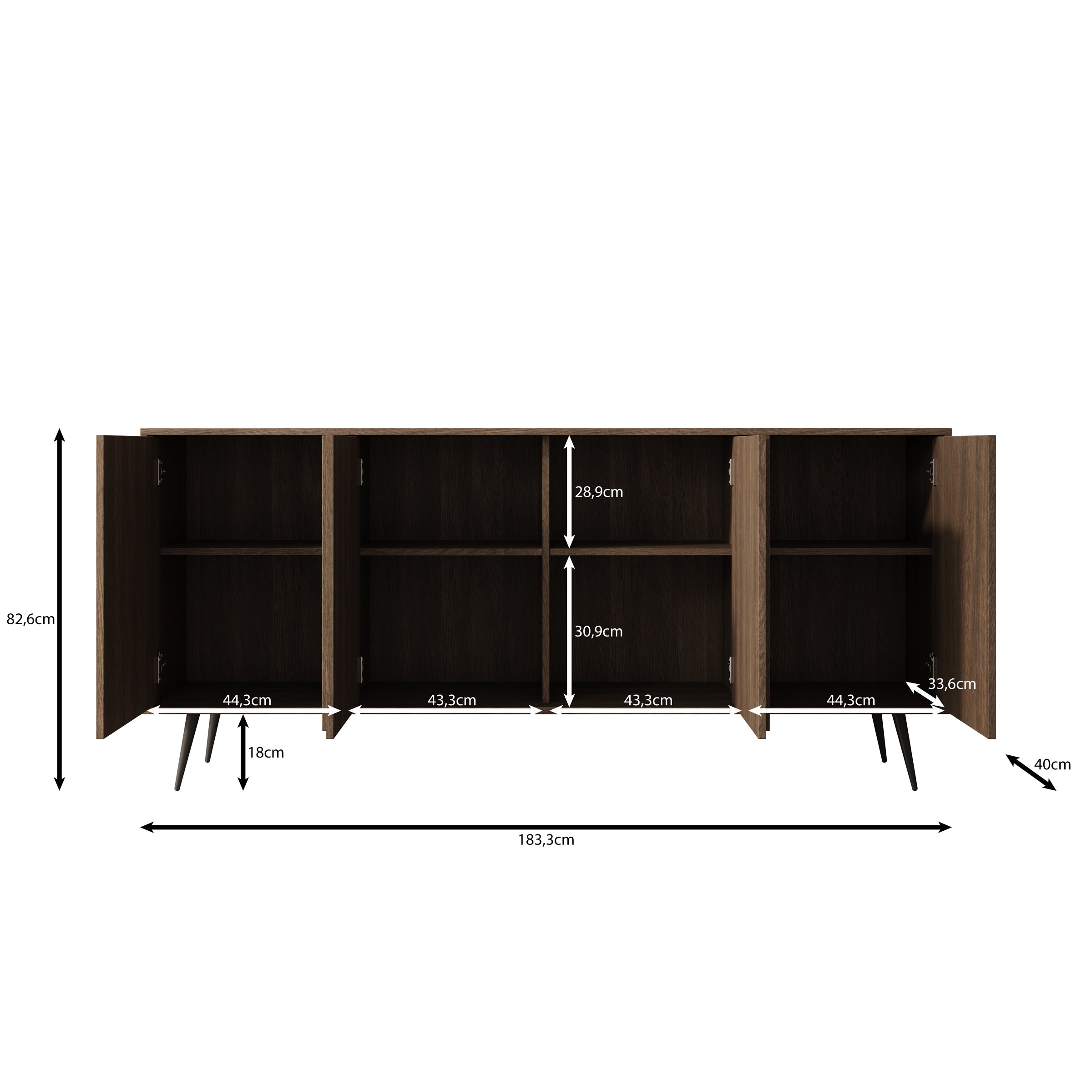 Umbra - Dressoir - Donker eikenpatroon - 183x40x83 cm