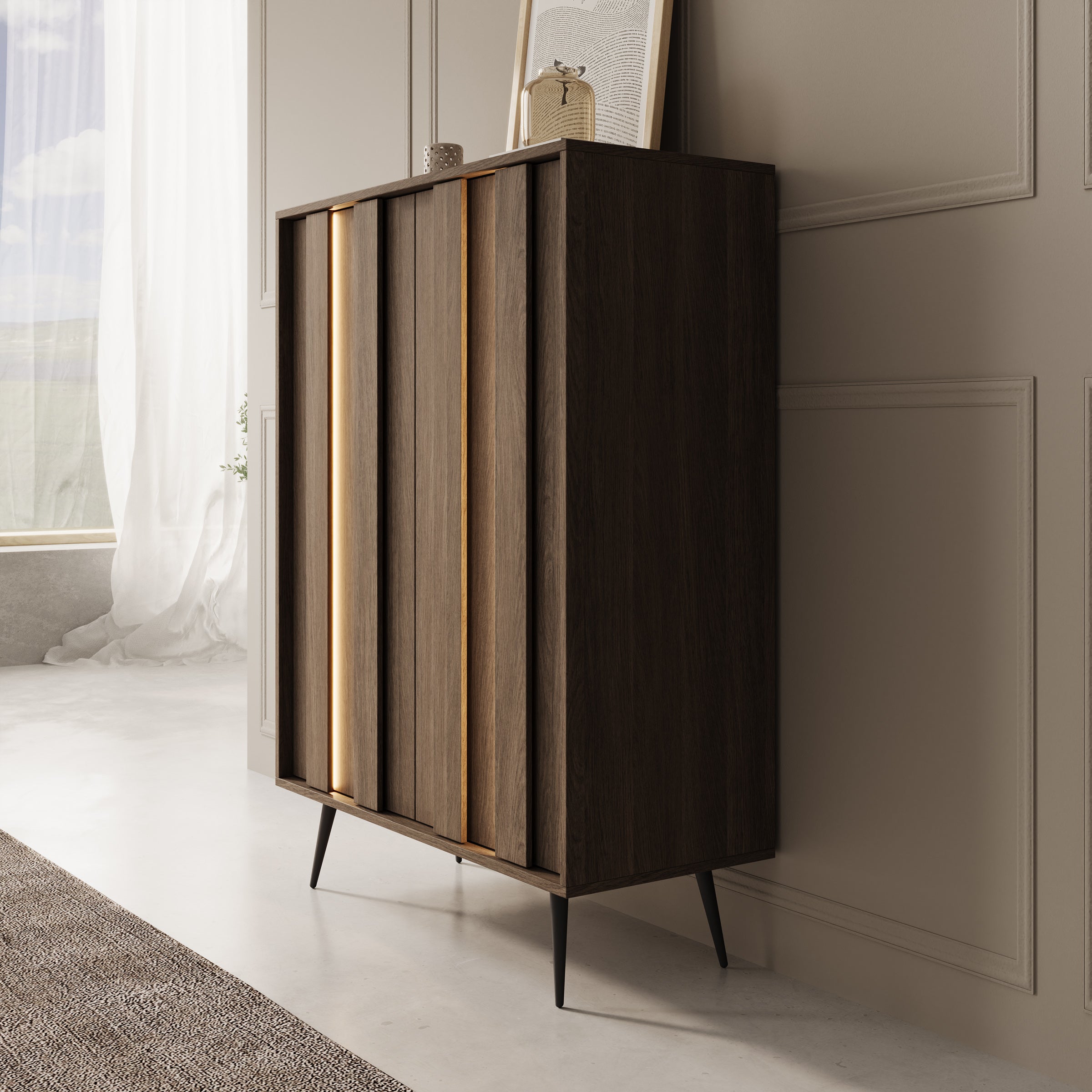 Umbra - Dressoir - Donker eikenpatroon - 94x40x126 cm