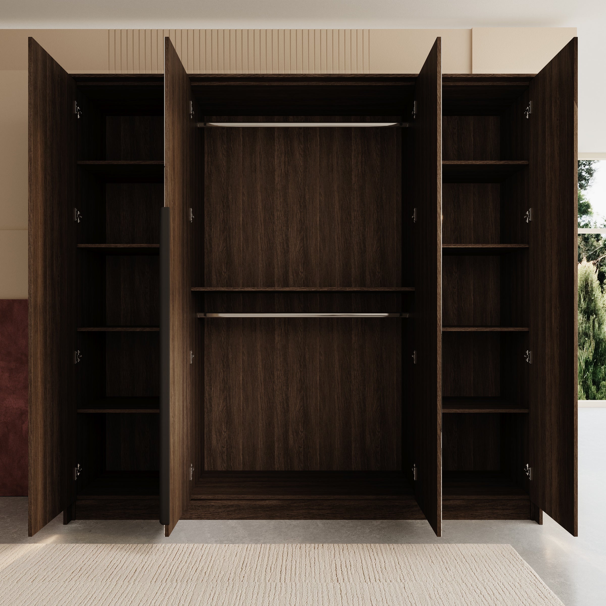 Umbra - Kledingkast 4 deurs - Donker eikenpatroon - 223x60x210 cm