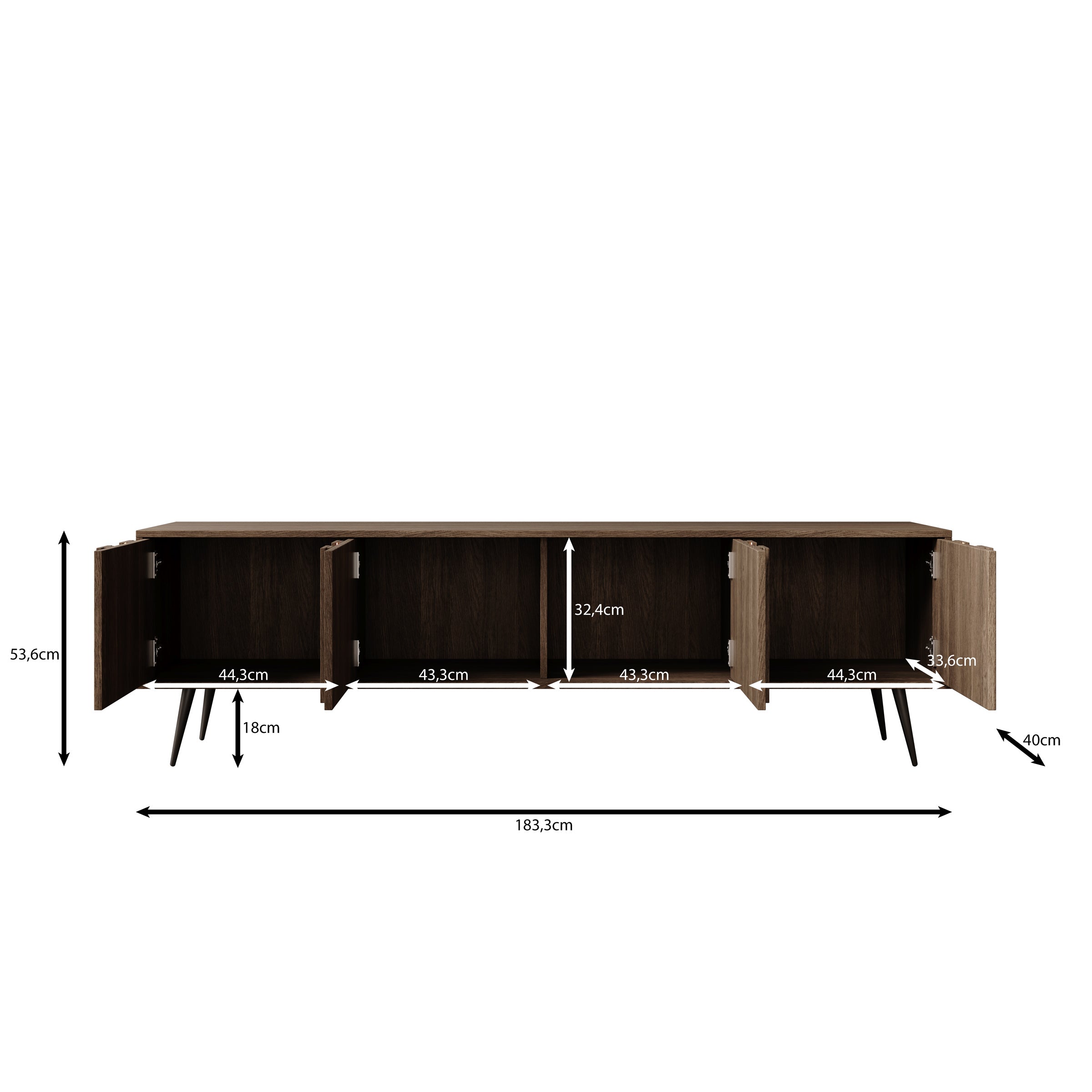Umbra - TV-Meubel - Donker eikenpatroon - 183x40x54 cm