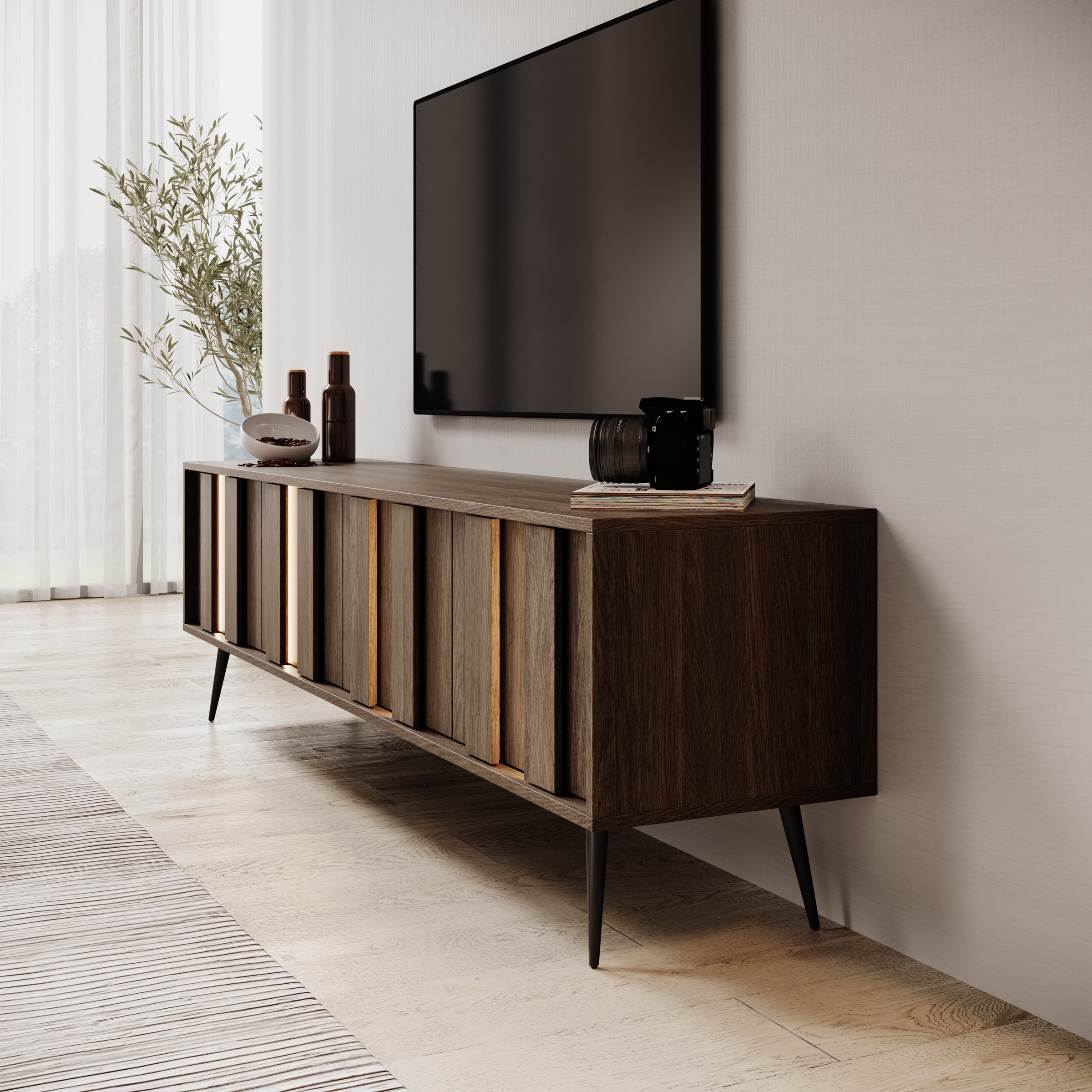 Umbra - TV-Meubel - Donker eikenpatroon - 183x40x54 cm