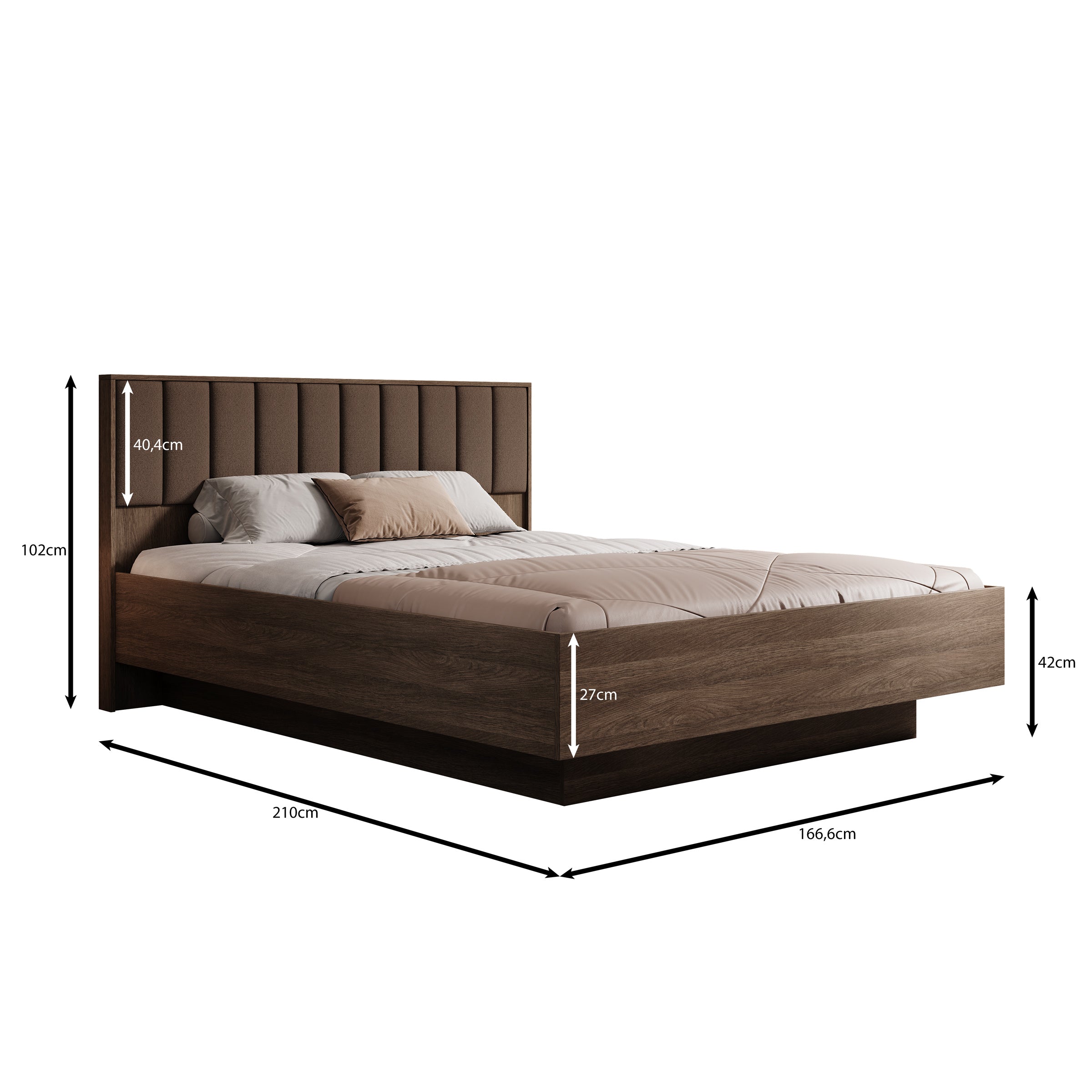 Umbra - Tweepersoonsbed - Donker eikenpatroon - 160x200 cm