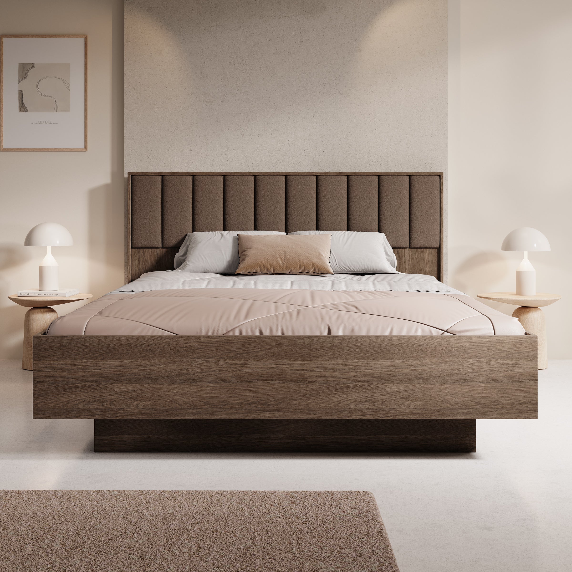 Umbra - Tweepersoonsbed - Donker eikenpatroon - 160x200 cm