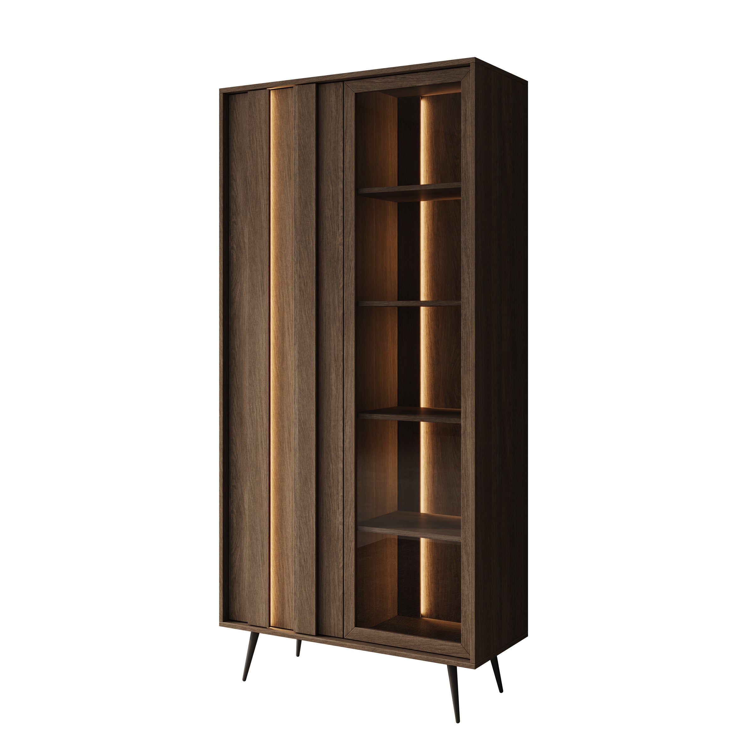 Umbra - Vitrinekast - Donker eikenpatroon - 94x40x196 cm