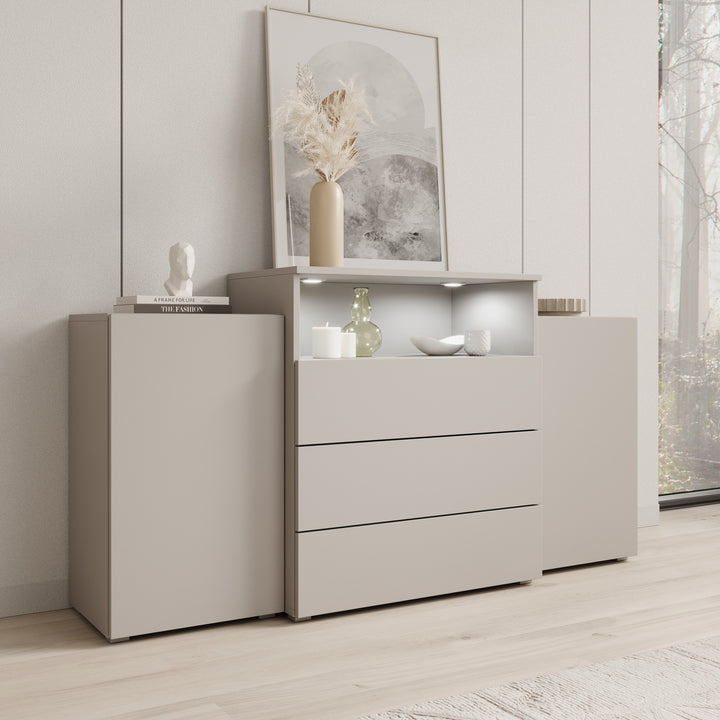 Universal - Dressoir met LED - Beige - 150x31x81 cm