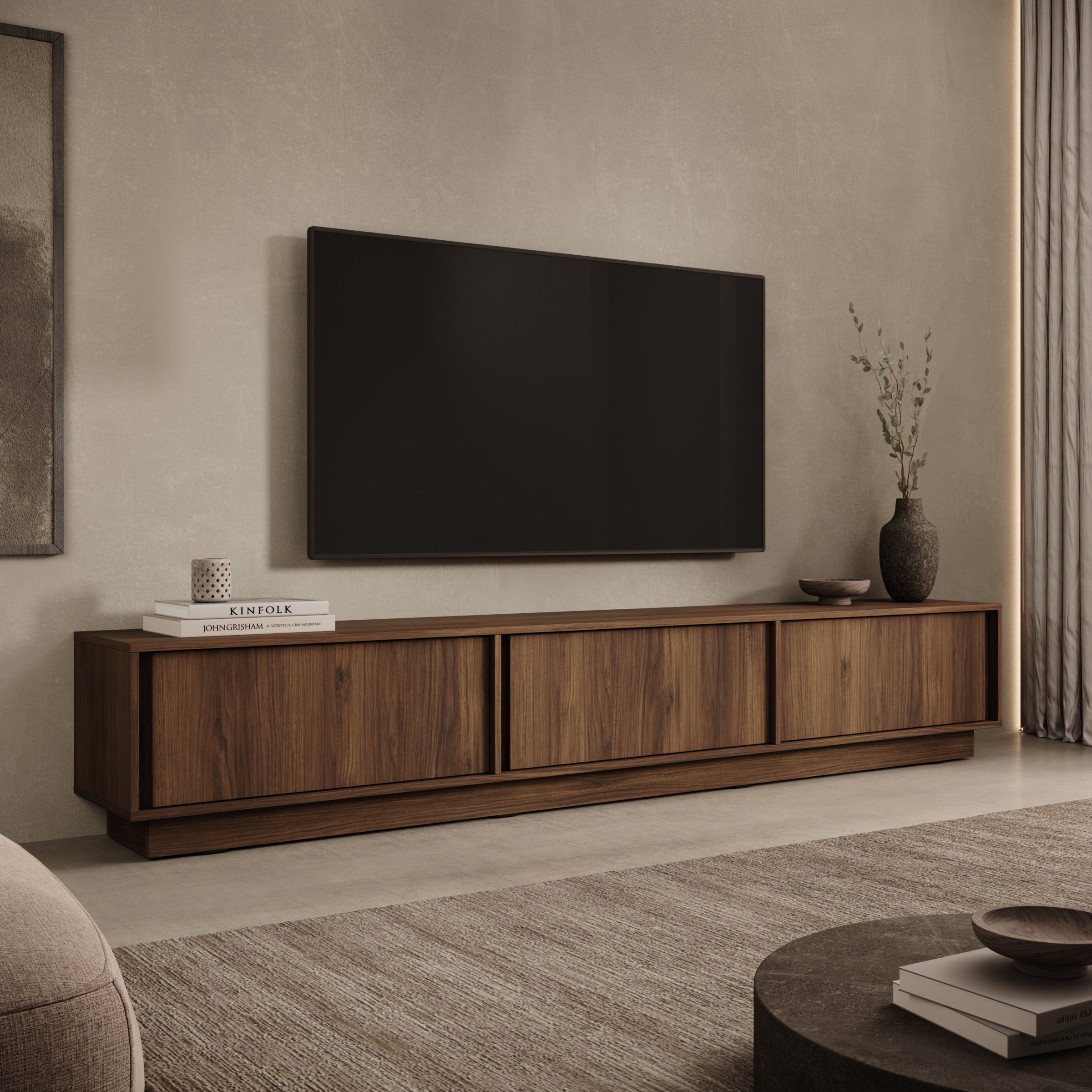 Uvera - TV-Meubel - Walnootpatroon - 230x35x41 cm