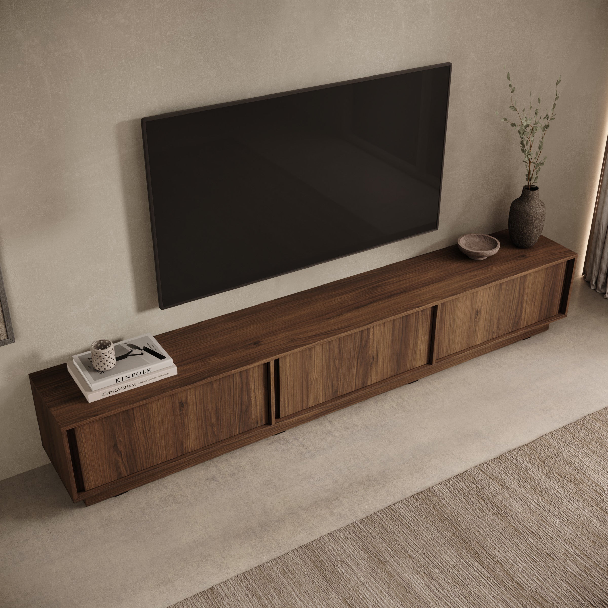 Uvera - TV-Meubel - Walnootpatroon - 230x35x41 cm