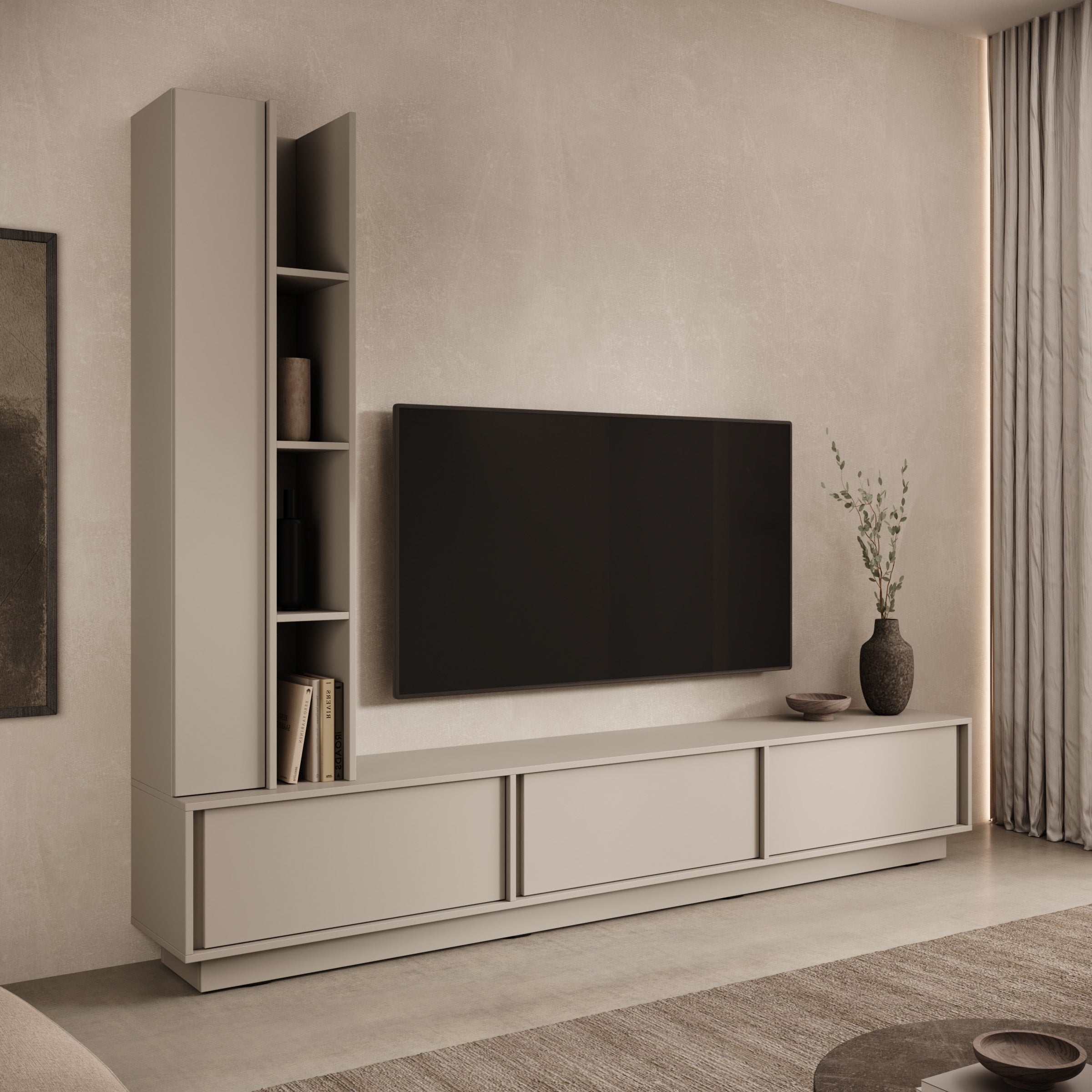 Uvera - Wandmeubel - Beige - 230x35x186 cm