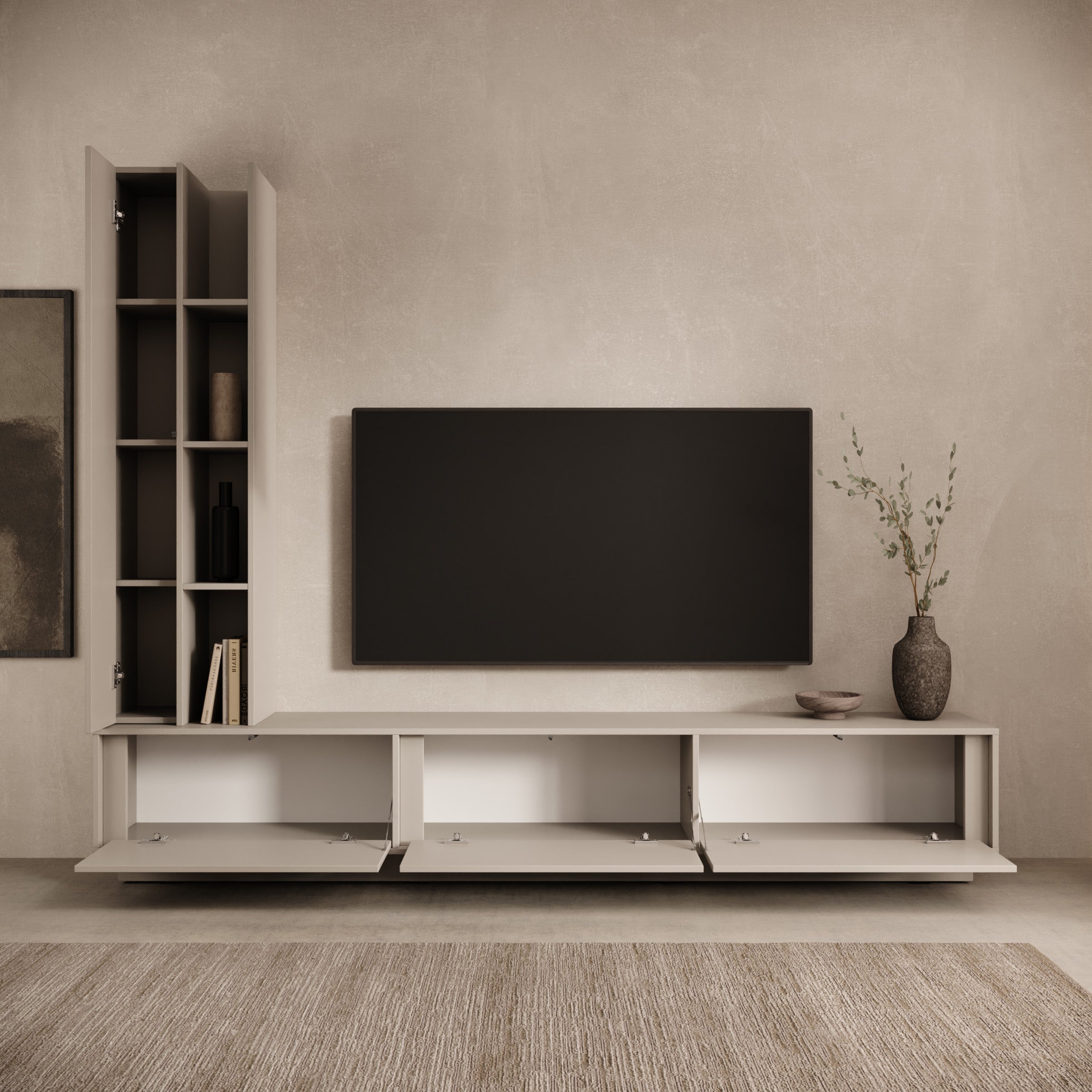 Uvera - Wandmeubel - Beige - 230x35x186 cm