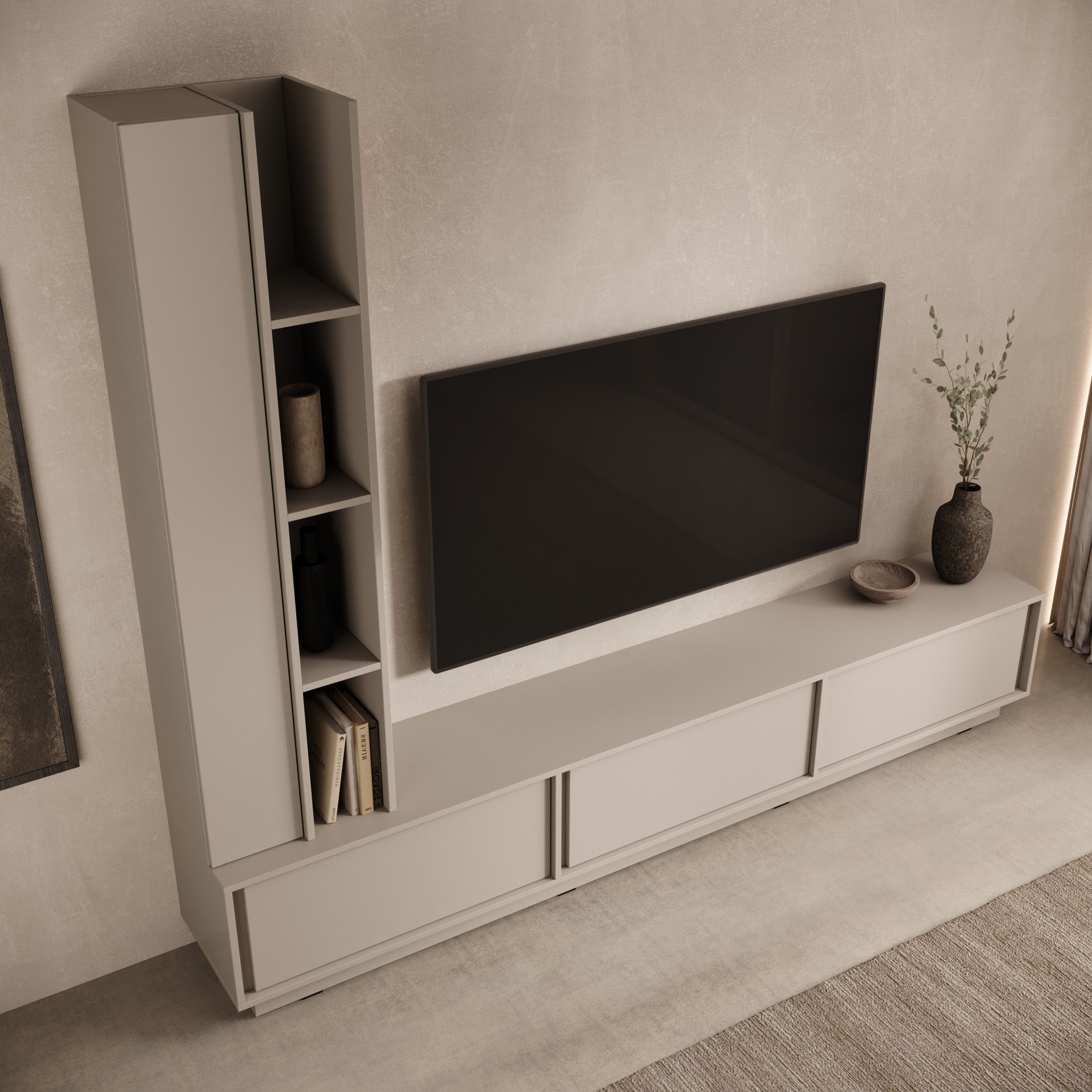 Uvera - Wandmeubel - Beige - 230x35x186 cm