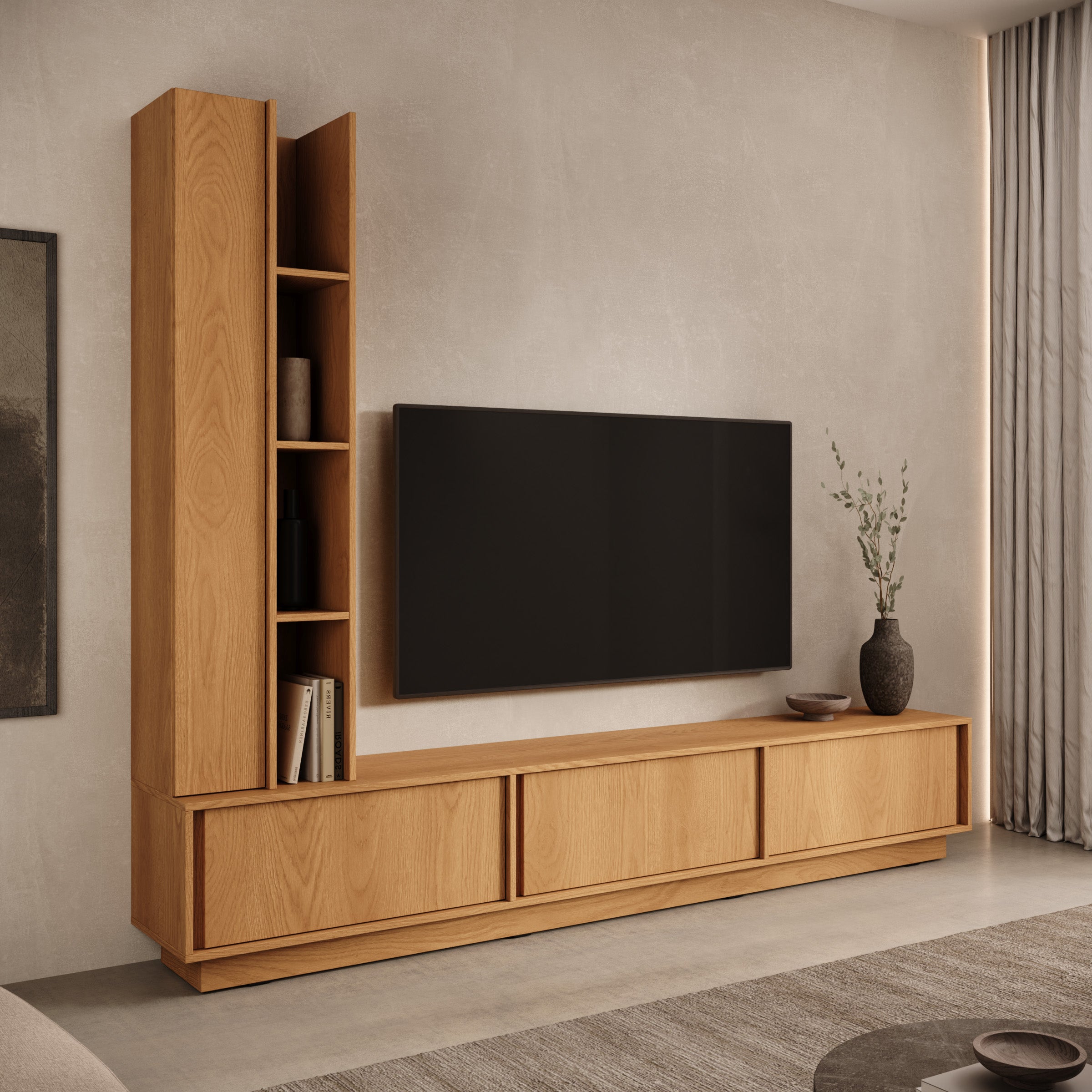 Uvera - Wandmeubel - Eikenpatroon - 230x35x186 cm