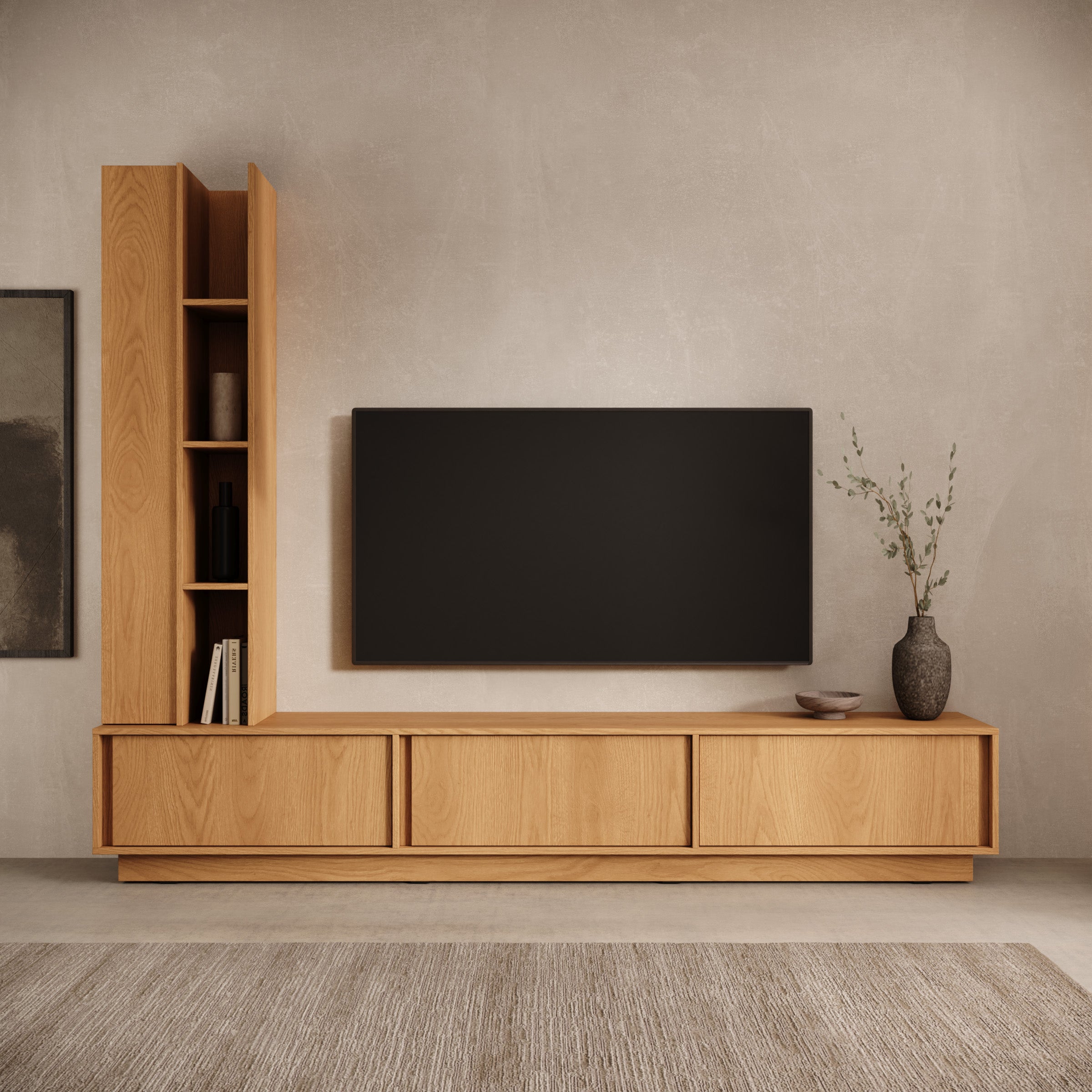 Uvera - Wandmeubel - Eikenpatroon - 230x35x186 cm