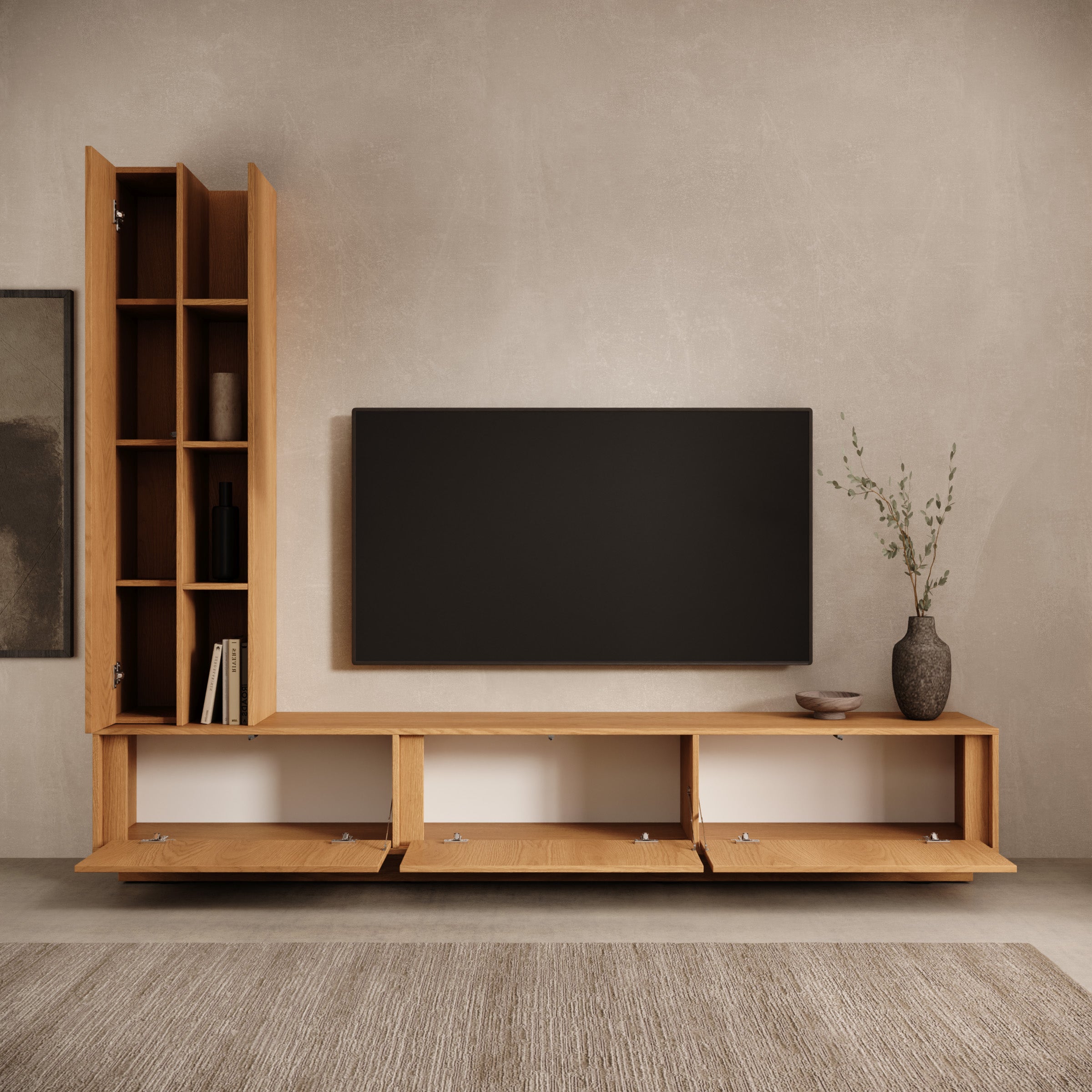 Uvera - Wandmeubel - Eikenpatroon - 230x35x186 cm