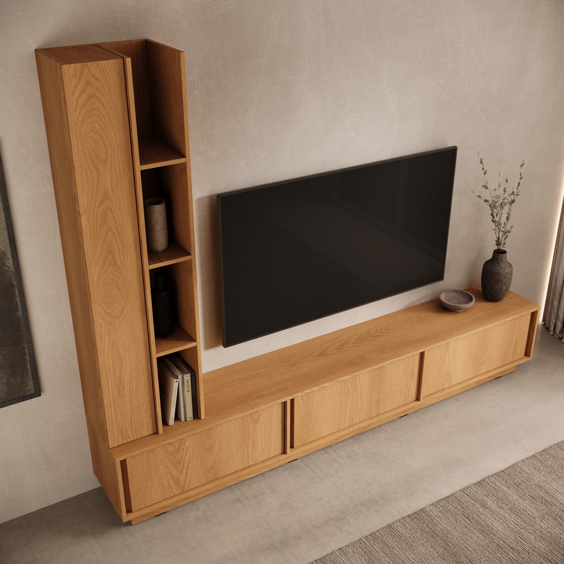 Uvera - Wandmeubel - Eikenpatroon - 230x35x186 cm