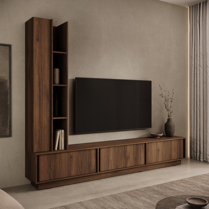 Uvera - Wandmeubel - Walnootpatroon - 230x35x186 cm