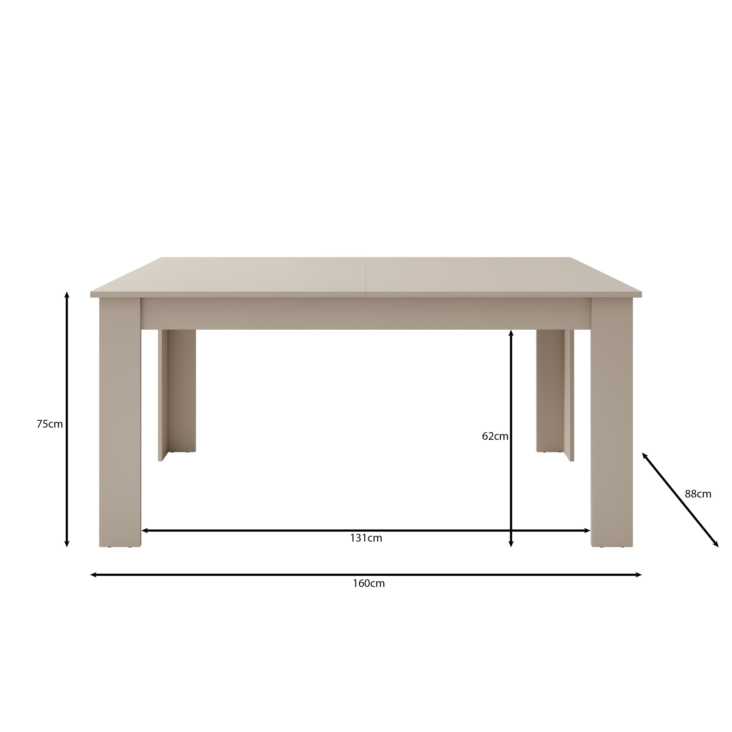 Uverta - Eetkamertafel - Beige - 166x88x75 cm