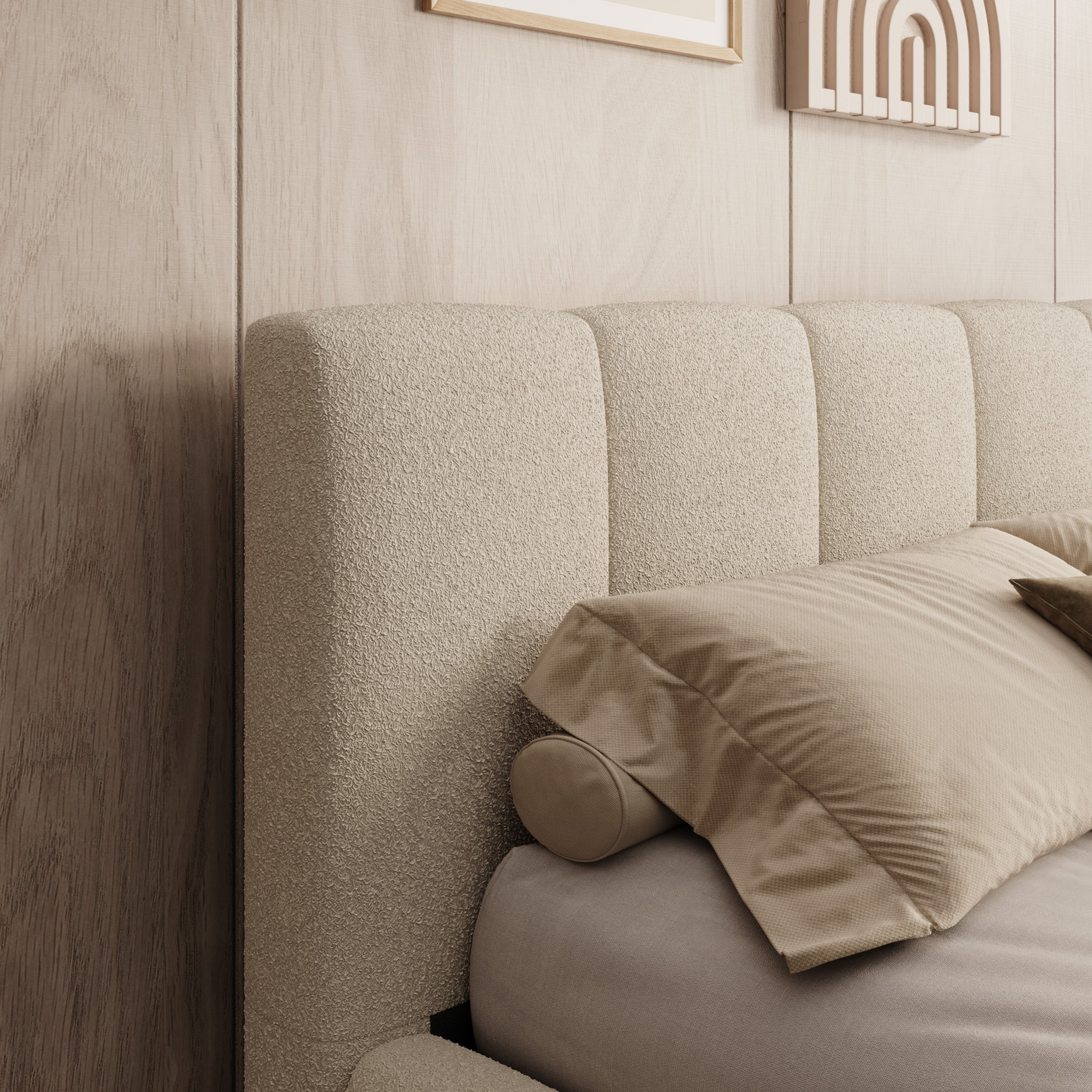 Valerio - Tweepersoonsbed - Teddystof beige - 140x200 cm