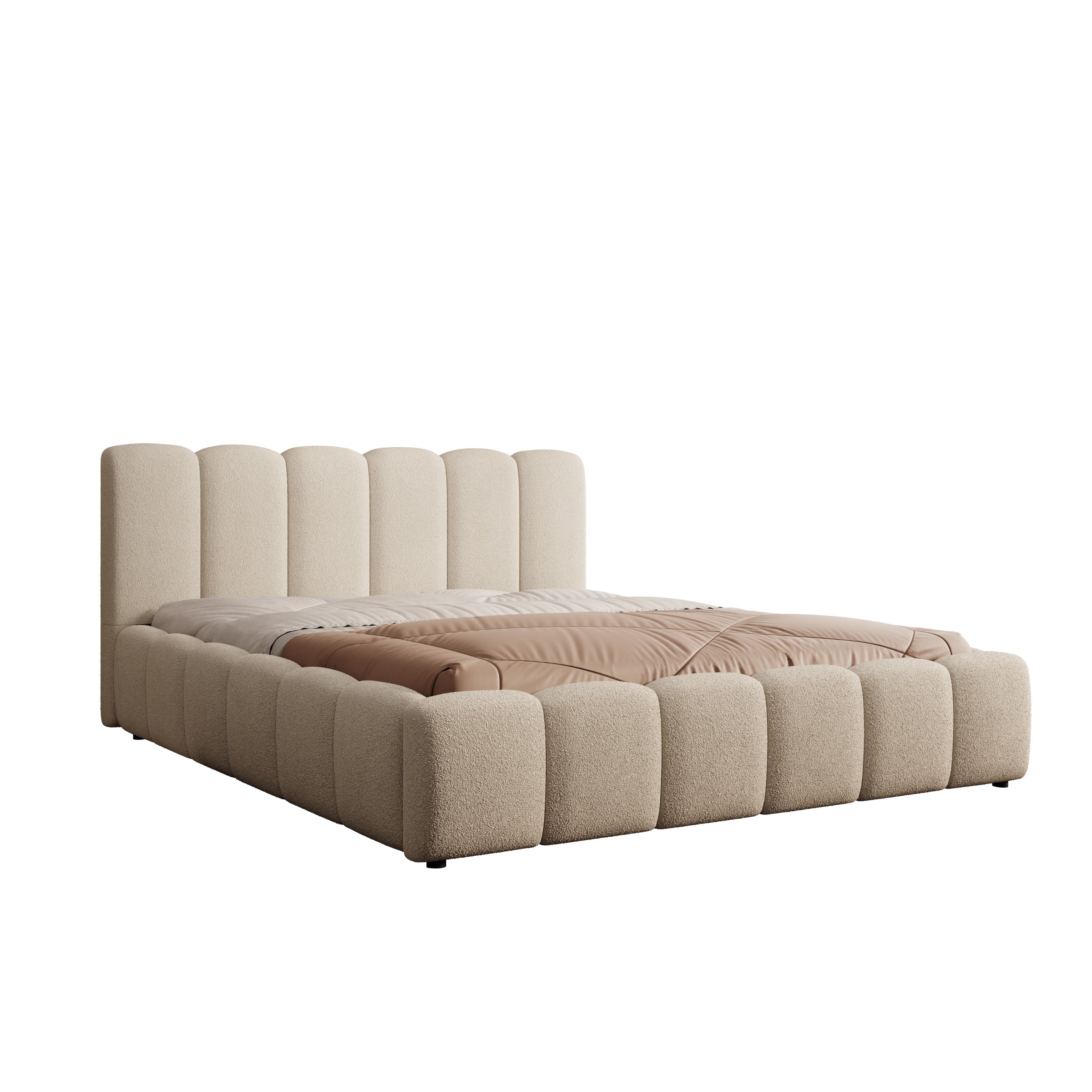 Valerio - Tweepersoonsbed - Teddystof beige - 160x200 cm