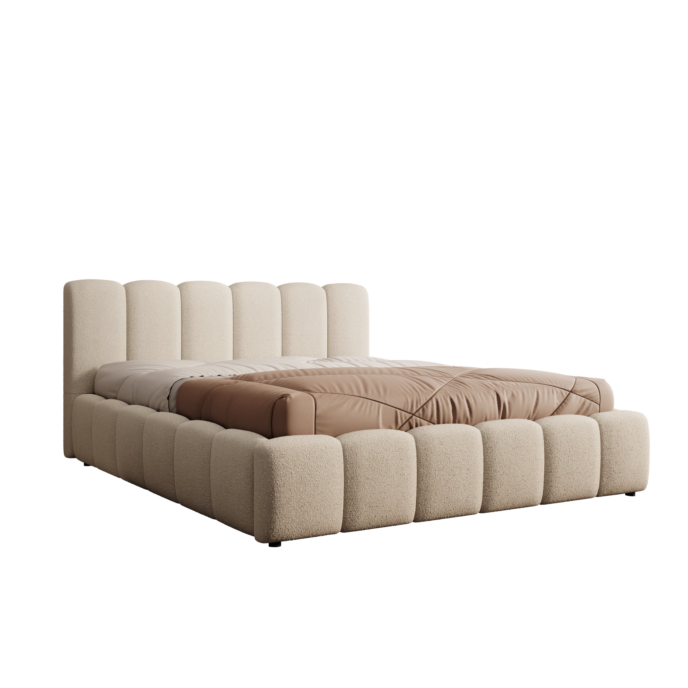 Valerio - Tweepersoonsbed - Teddystof beige - 160x200 cm