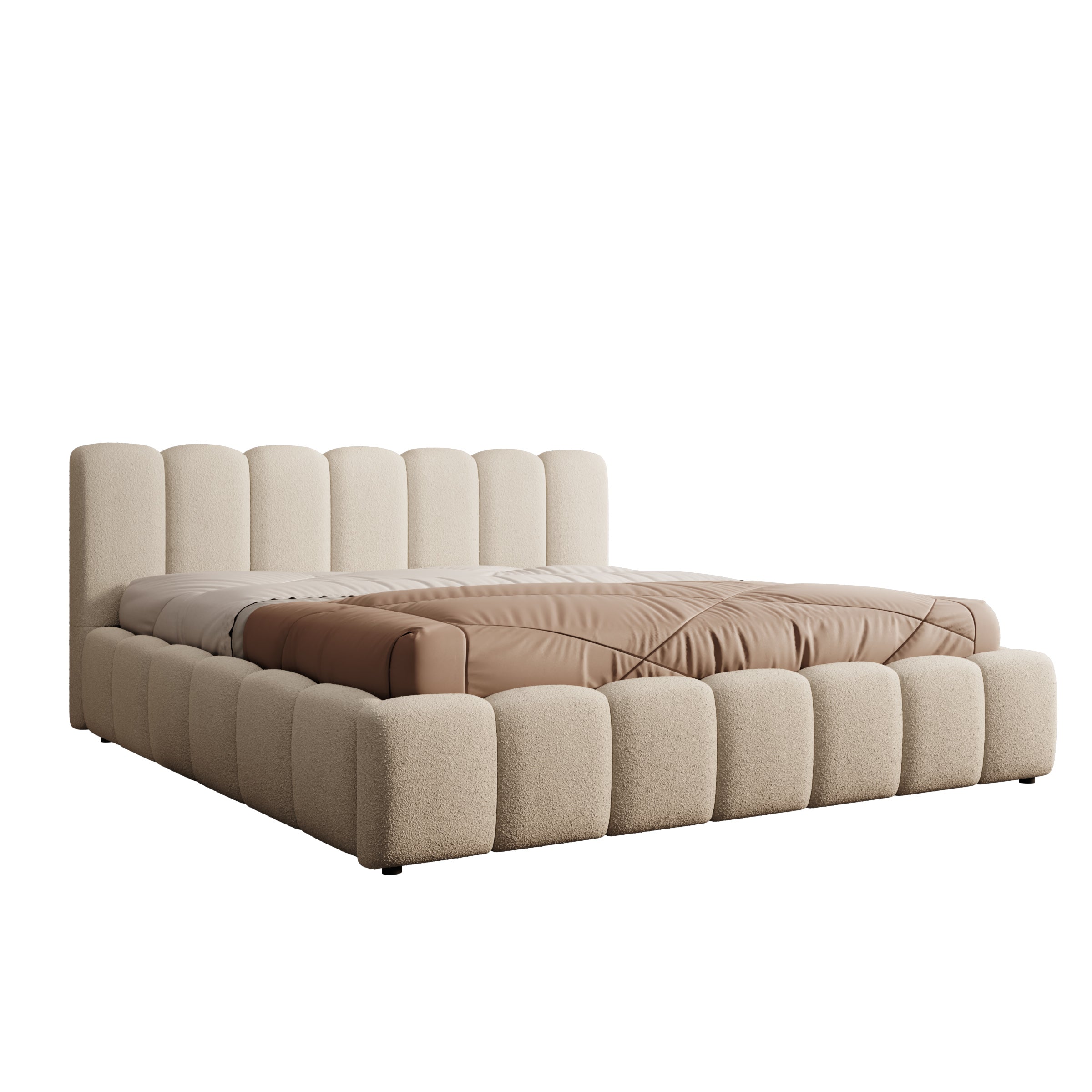 Valerio - Tweepersoonsbed - Teddystof beige - 180x200 cm
