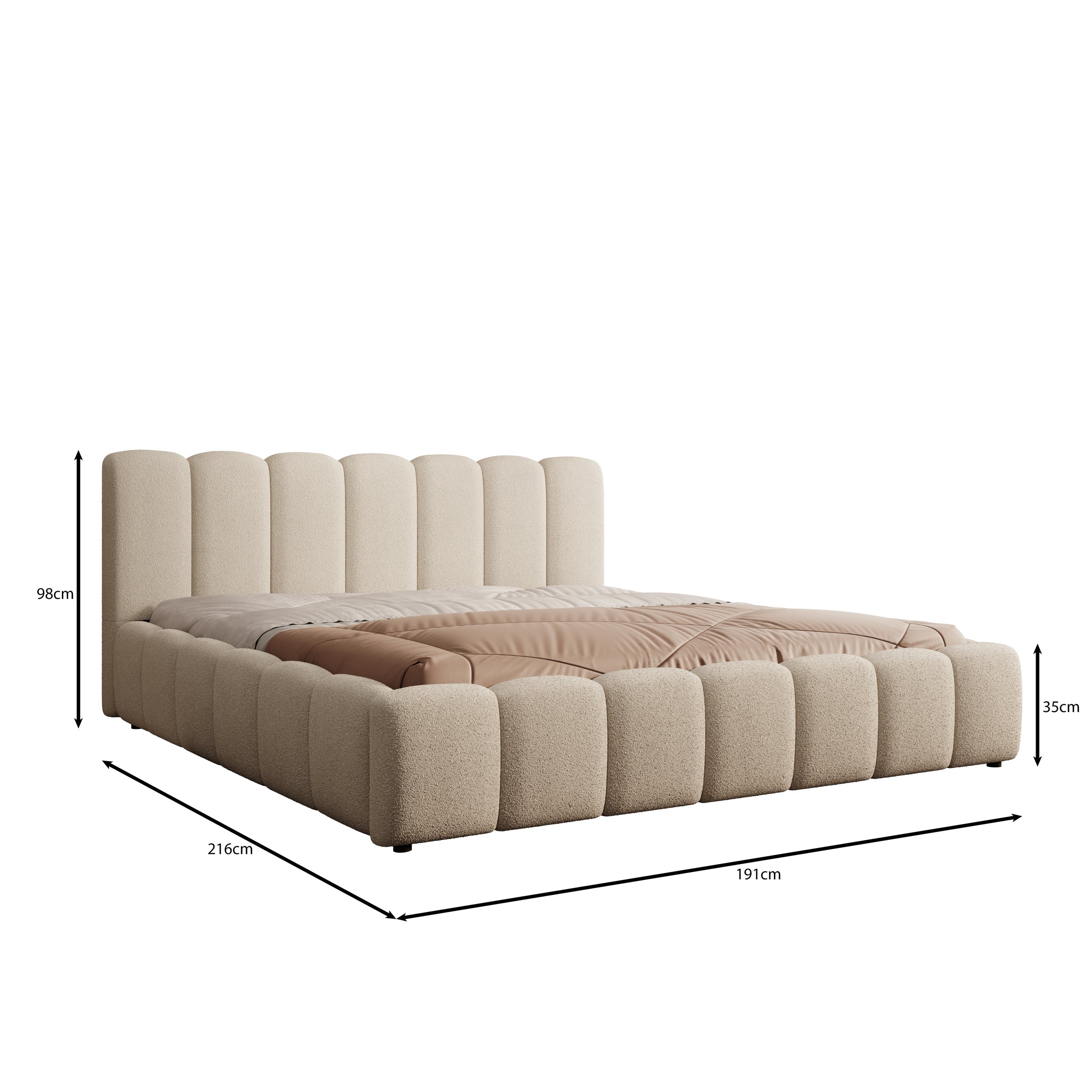 Valerio - Tweepersoonsbed - Teddystof beige - 180x200 cm