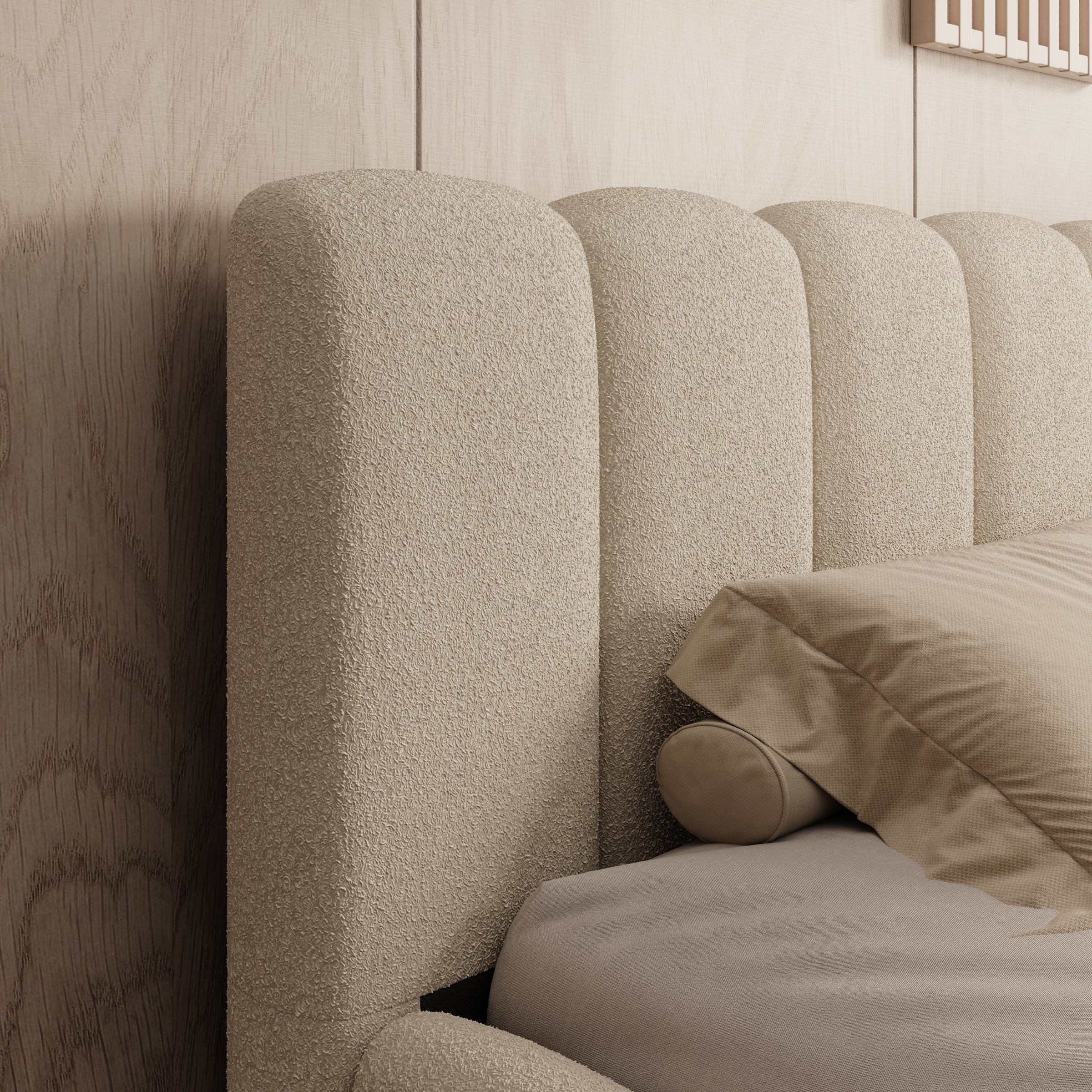 Valerio - Tweepersoonsbed - Teddystof beige - 180x200 cm