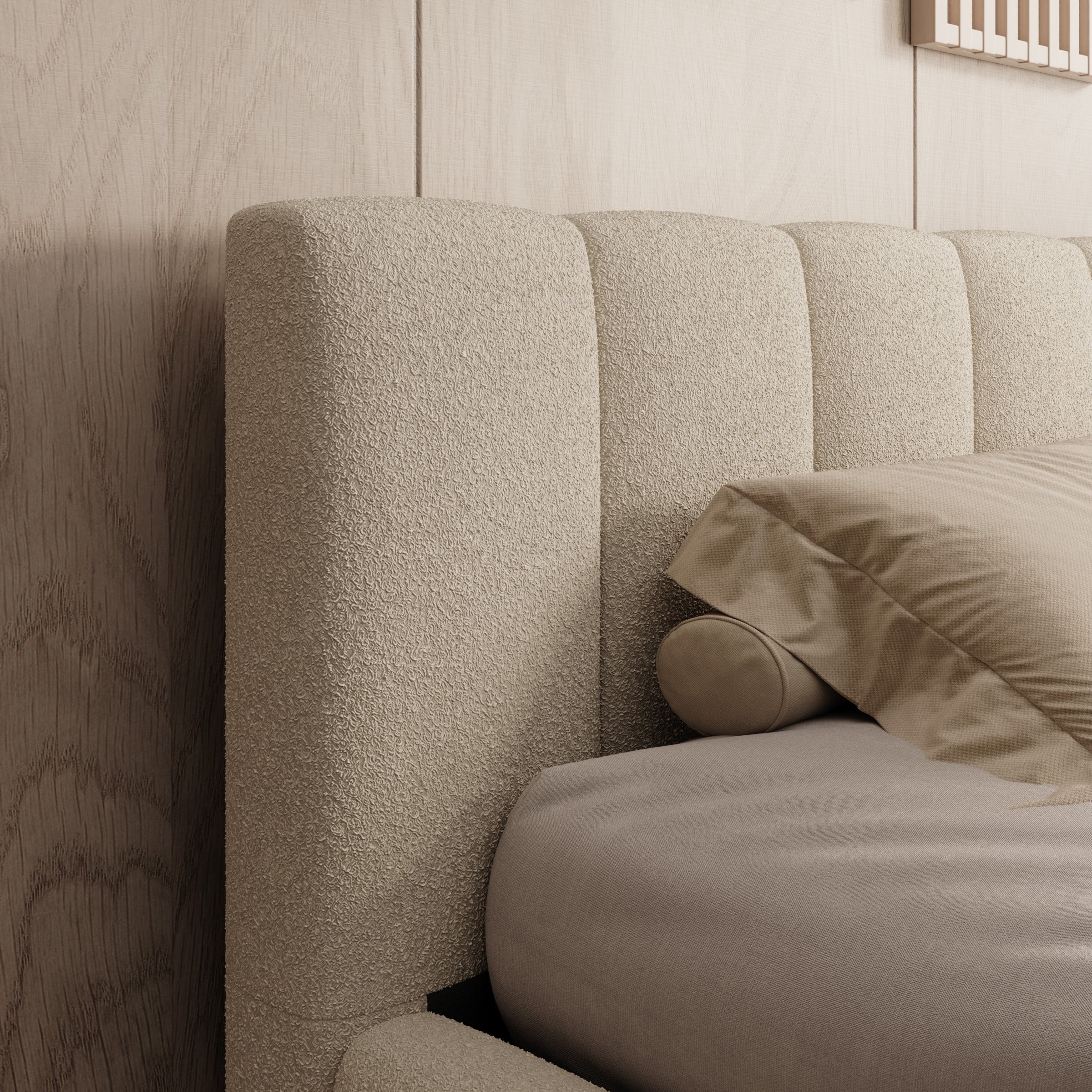 Valerio - Tweepersoonsbed - Teddystof beige - 180x200 cm