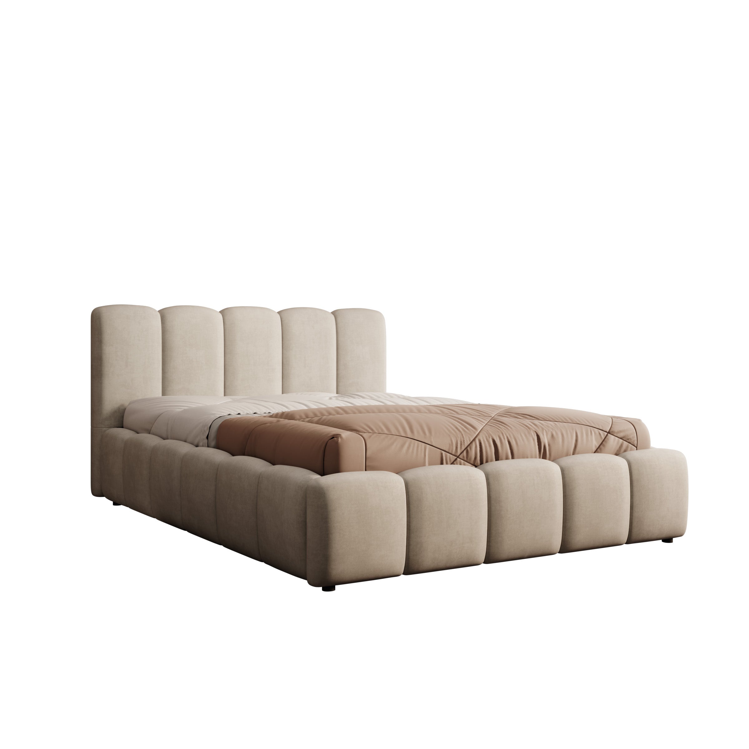 Valerio - Tweepersoonsbed - Velvet beige - 140x200 cm