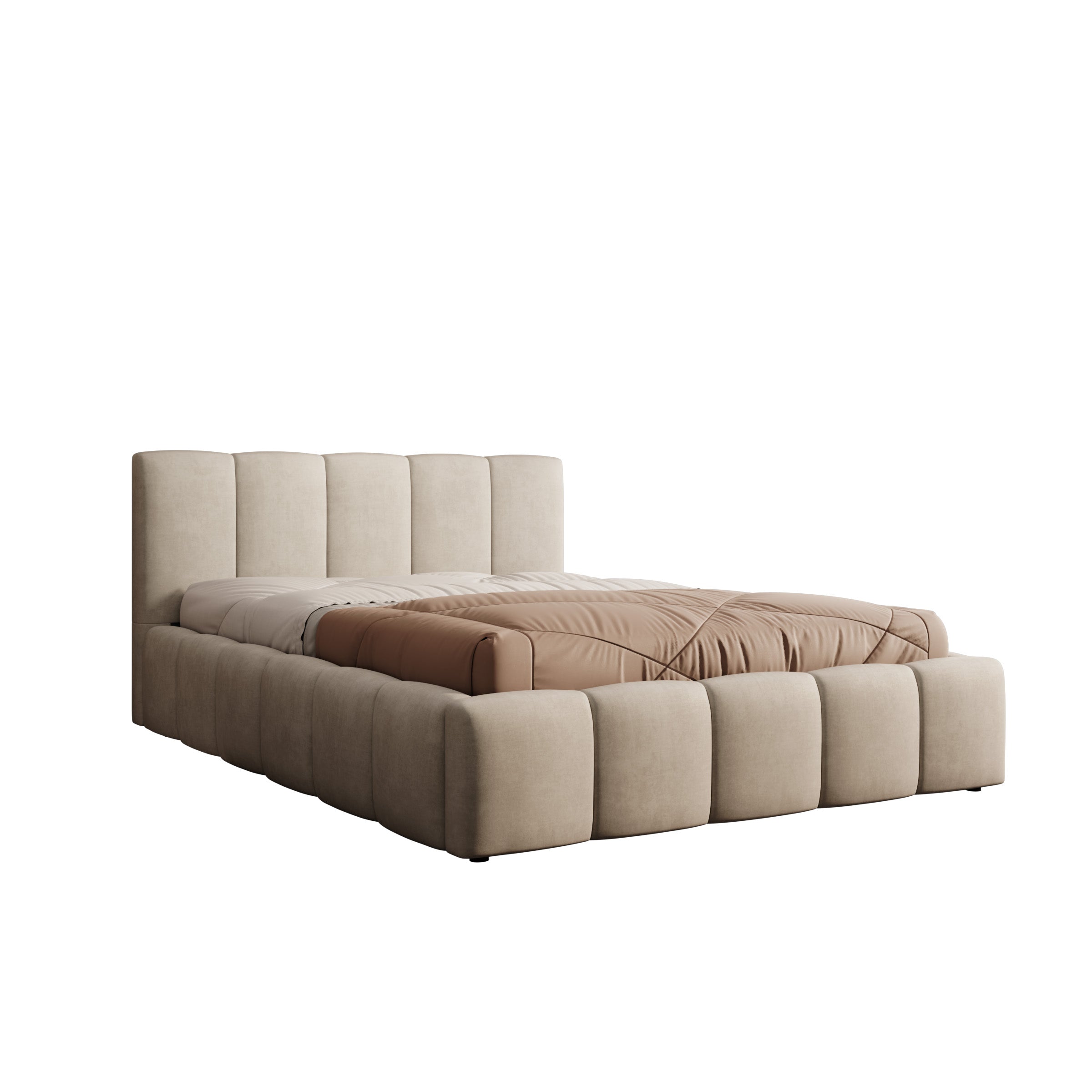 Valerio - Tweepersoonsbed - Velvet beige - 140x200 cm