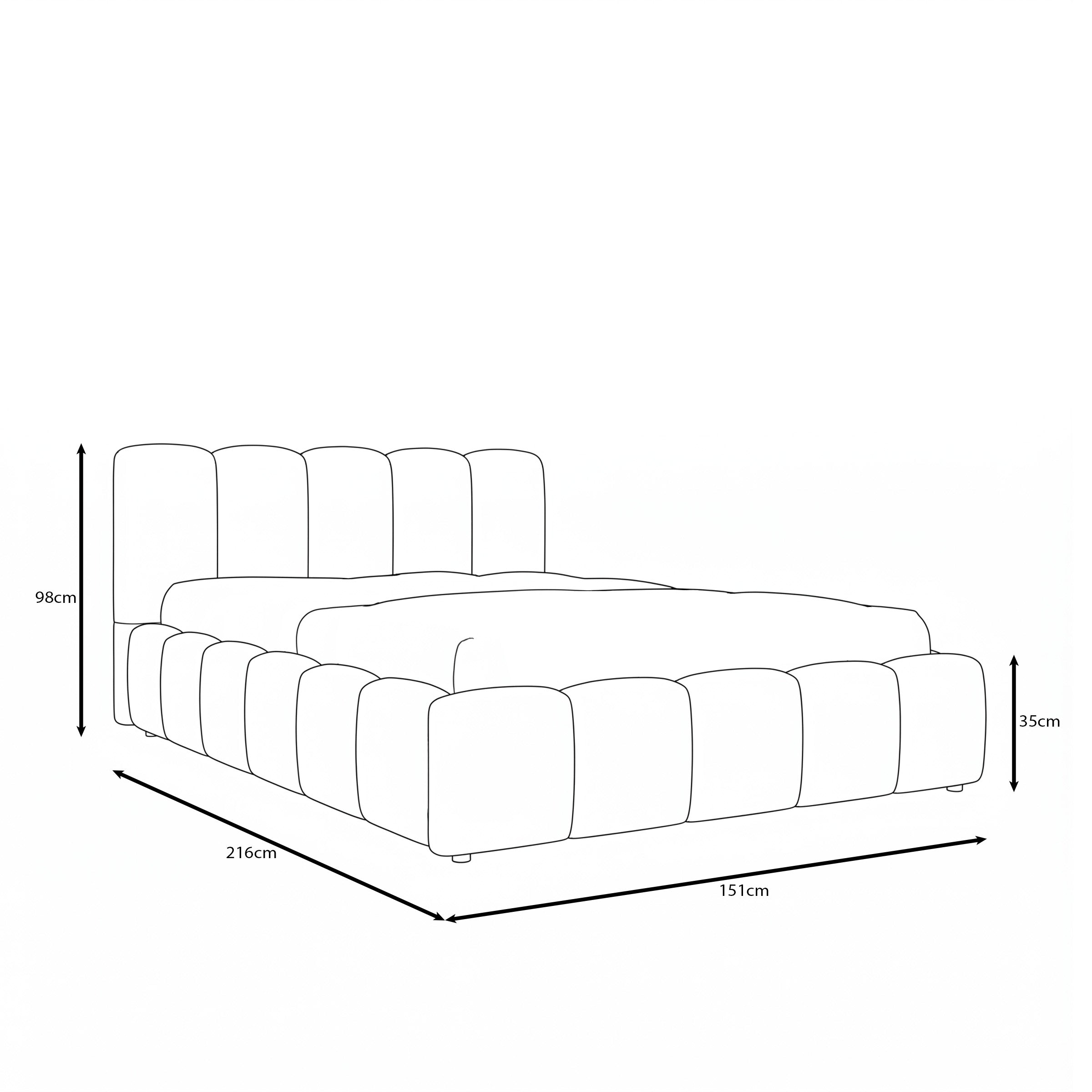 Valerio - Tweepersoonsbed - Velvet beige - 140x200 cm