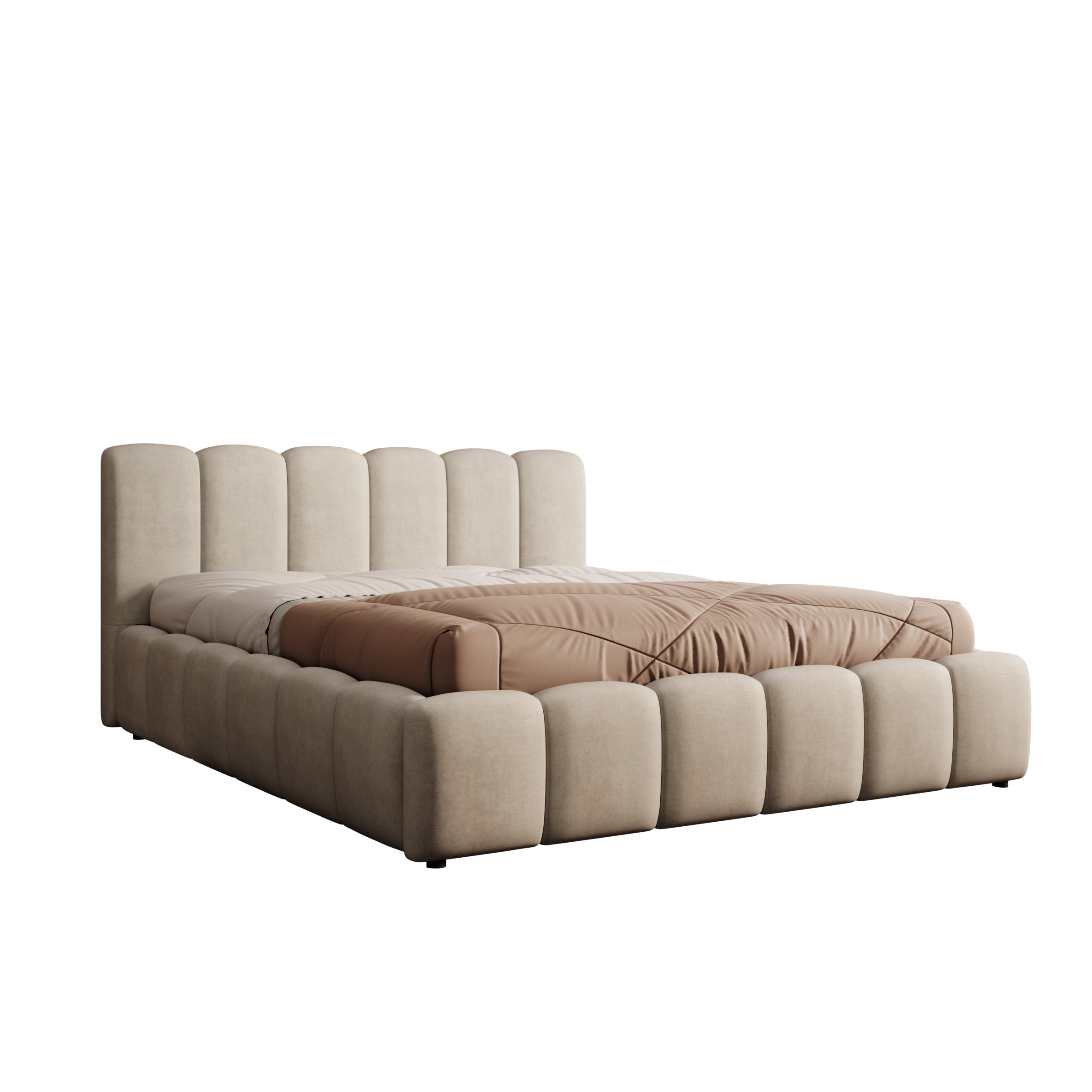 Valerio - Tweepersoonsbed - Velvet beige - 160x200 cm