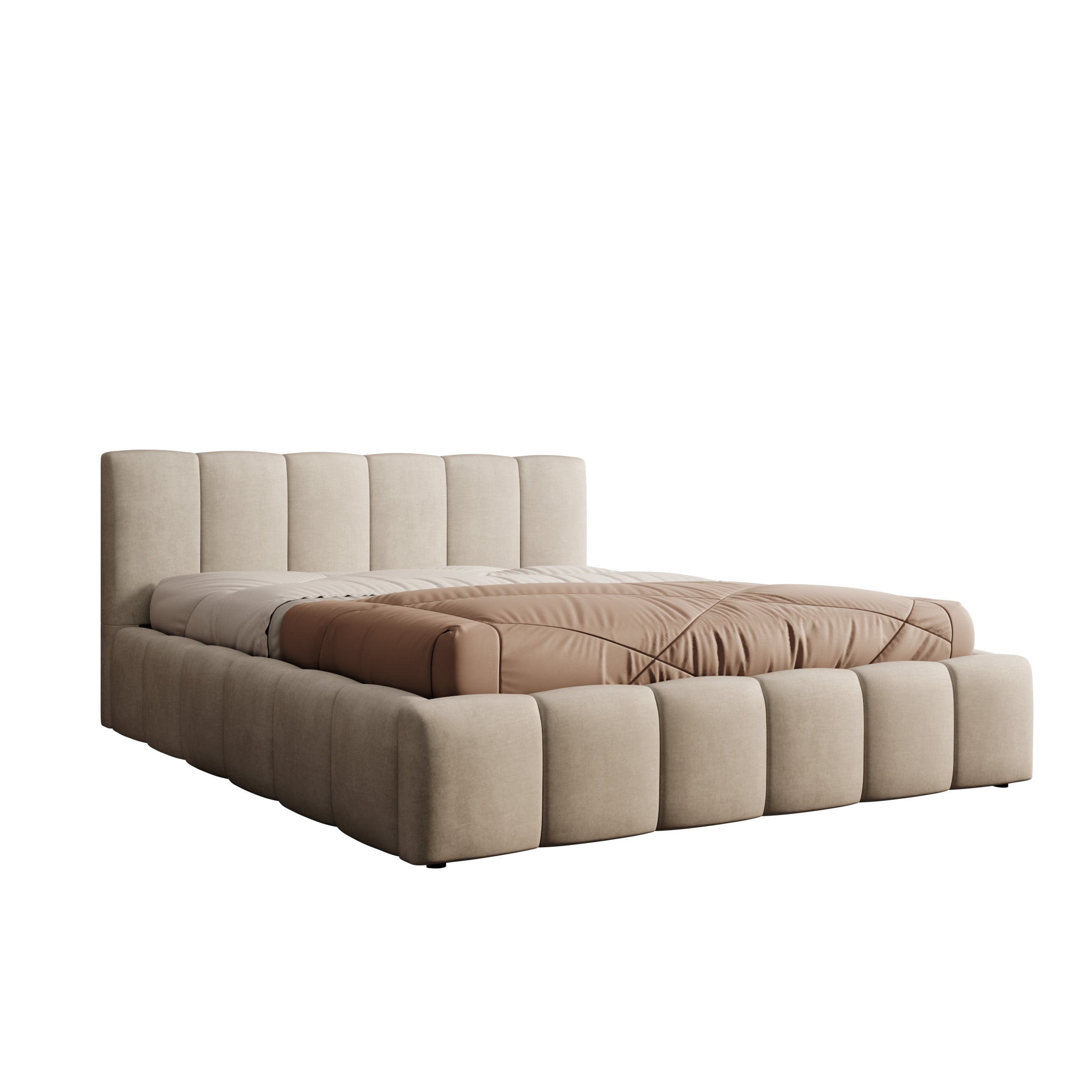 Valerio - Tweepersoonsbed - Velvet beige - 160x200 cm