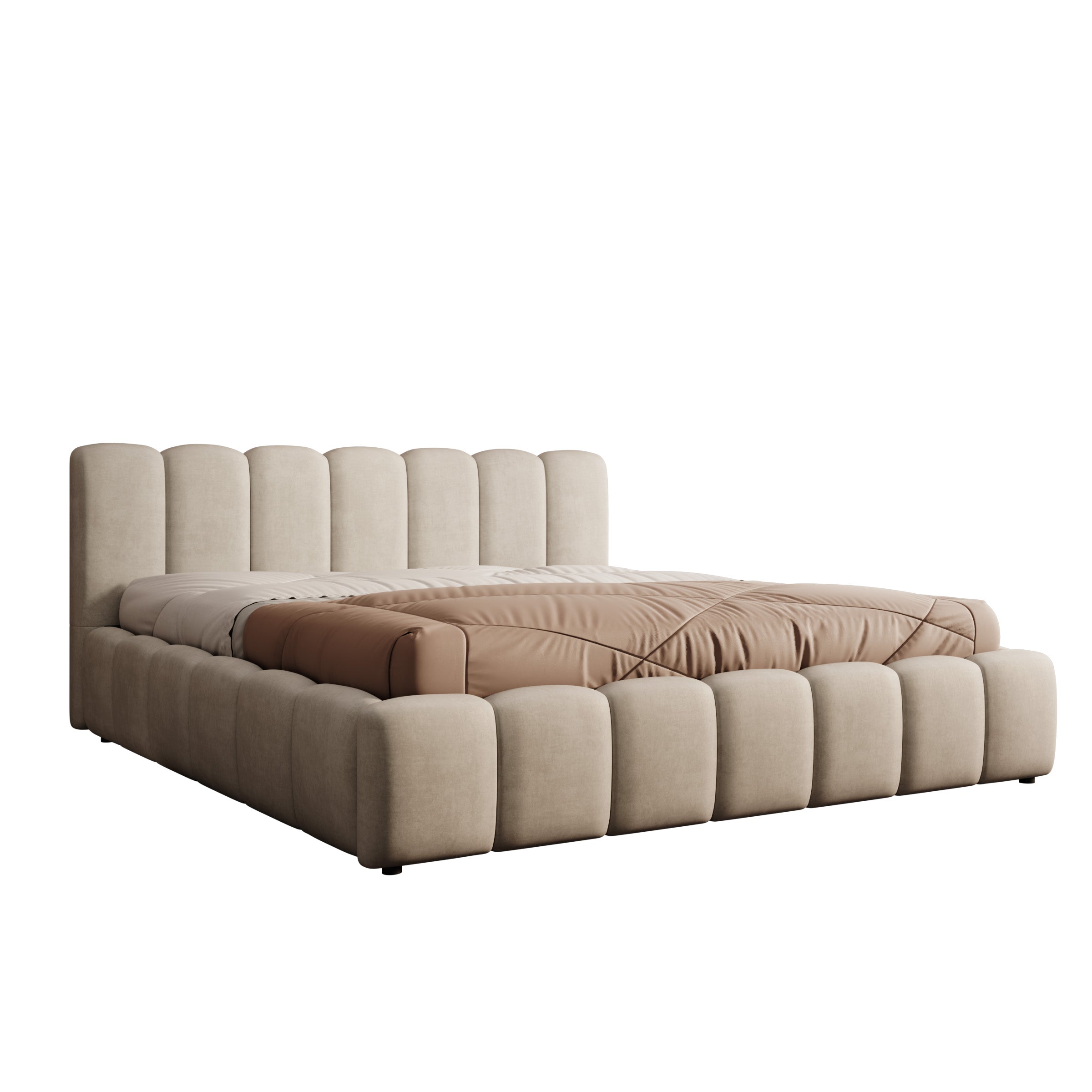 Valerio - Tweepersoonsbed - Velvet beige - 180x200 cm