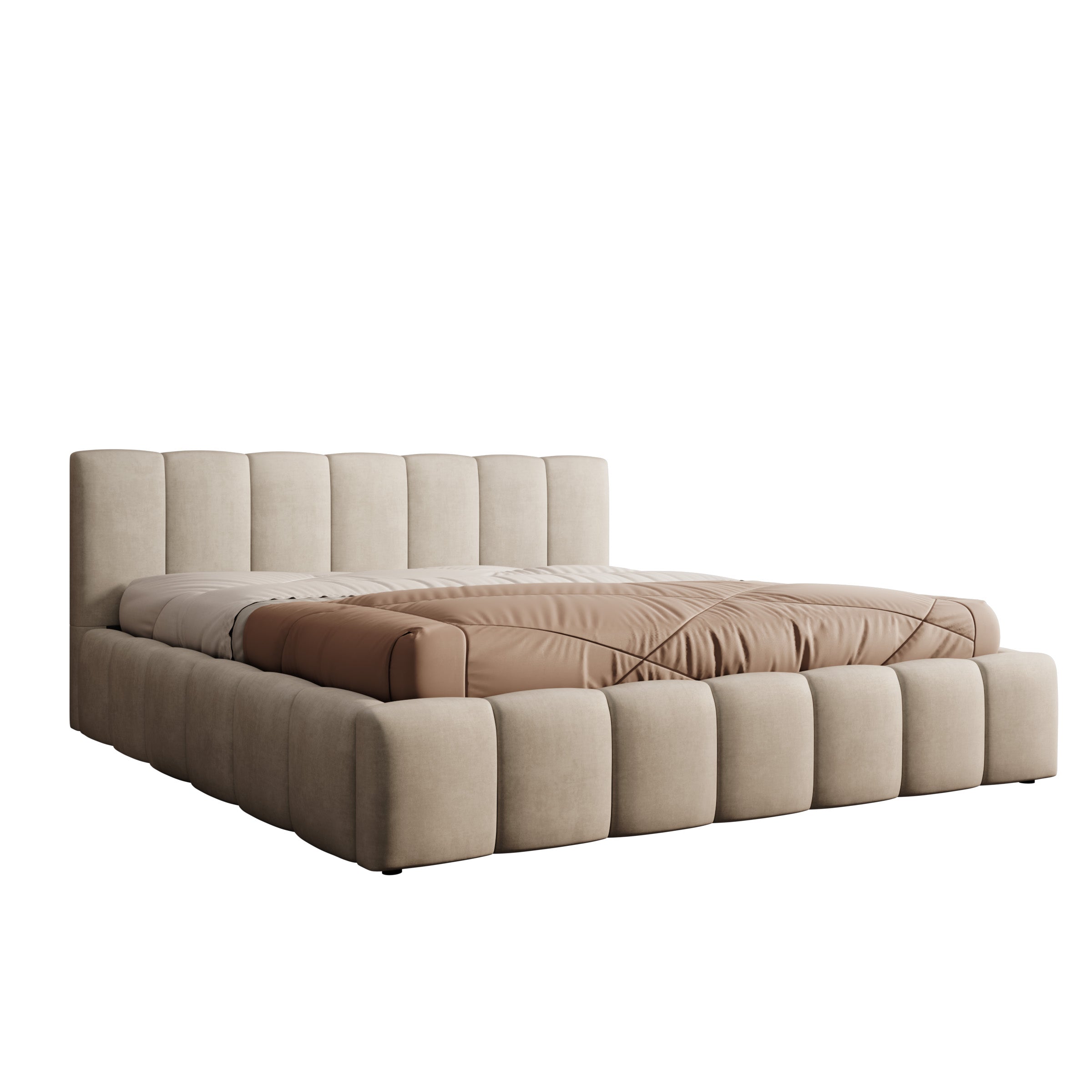 Valerio - Tweepersoonsbed - Velvet beige - 180x200 cm
