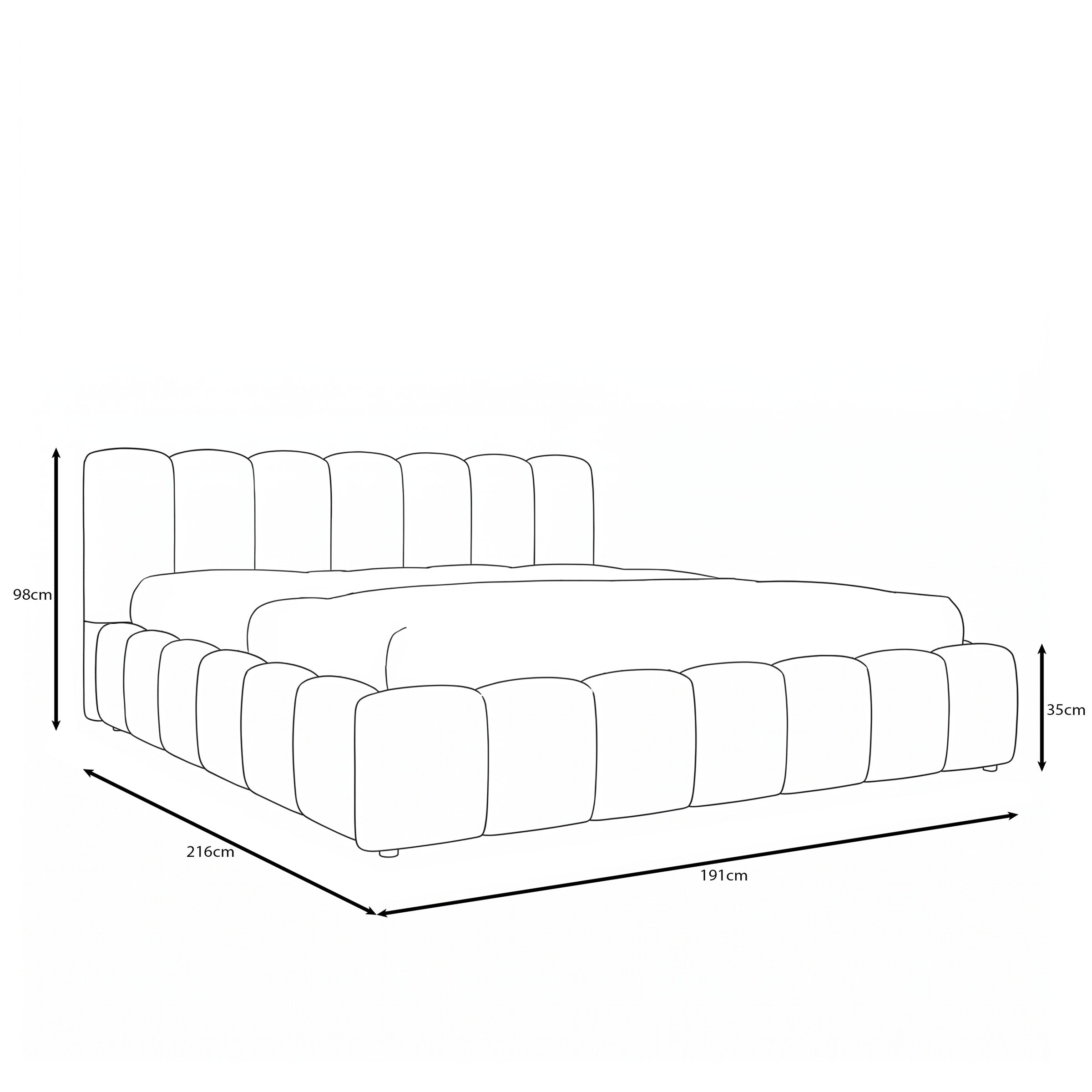 Valerio - Tweepersoonsbed - Velvet beige - 180x200 cm