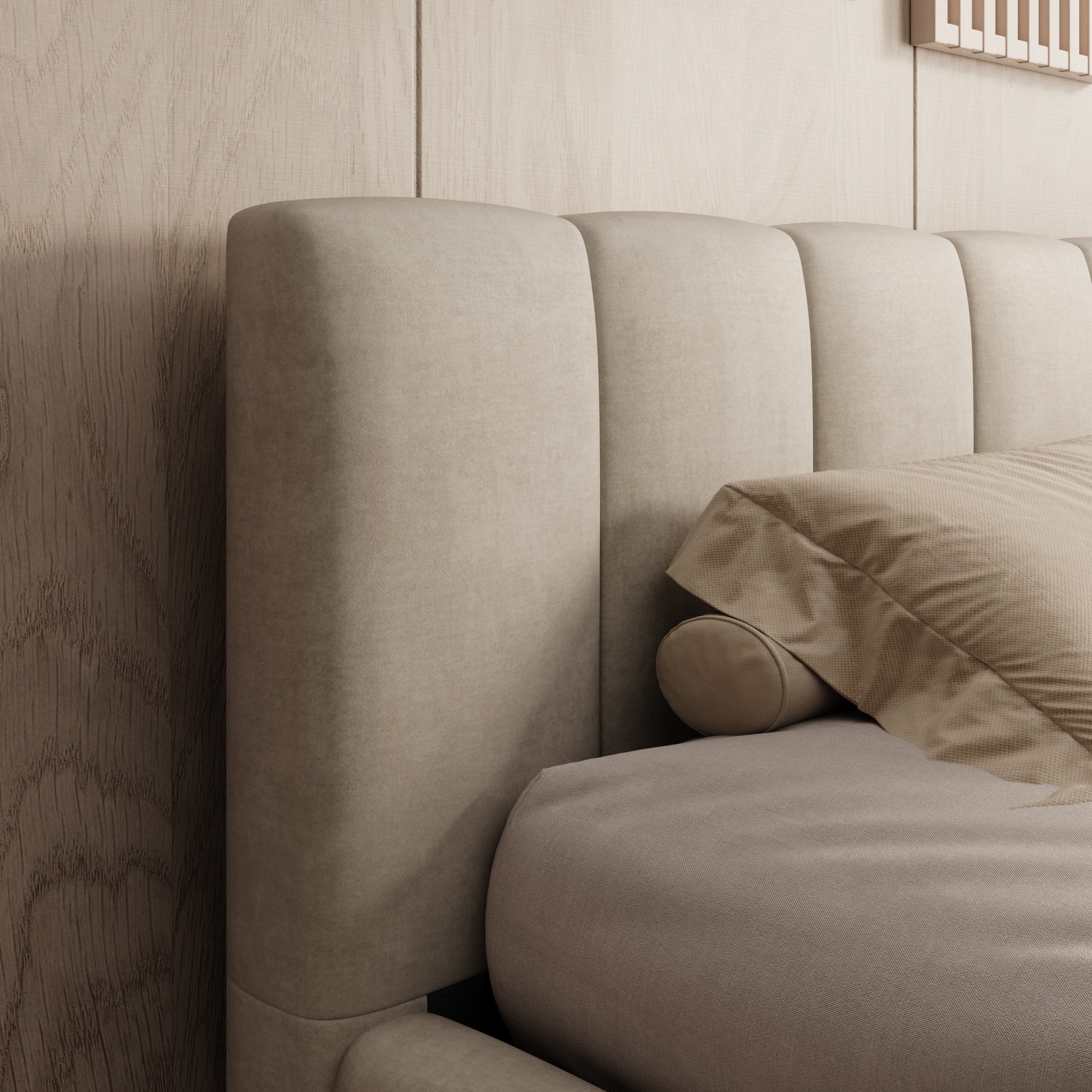 Valerio - Tweepersoonsbed - Velvet beige - 180x200 cm