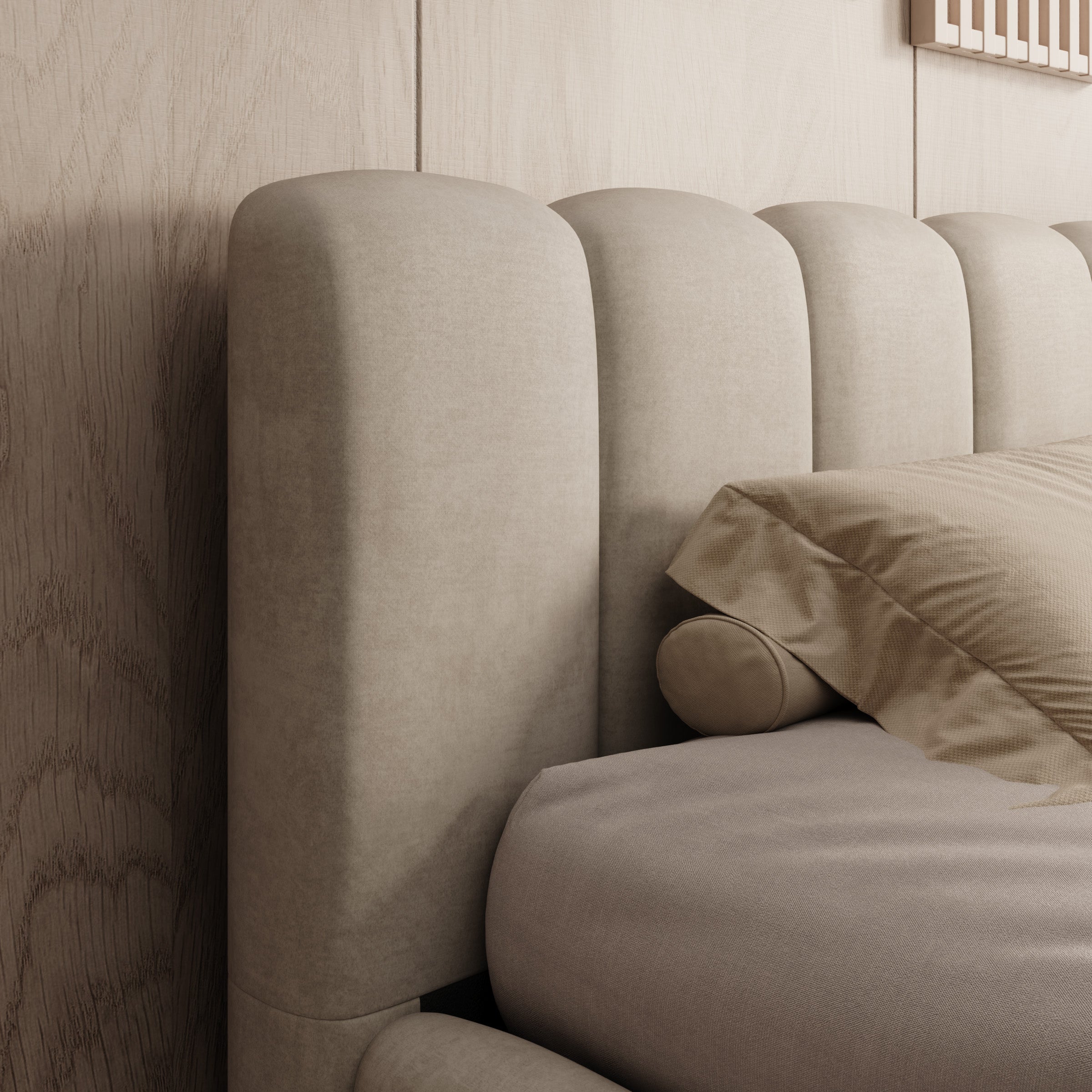 Valerio - Tweepersoonsbed - Velvet beige - 180x200 cm