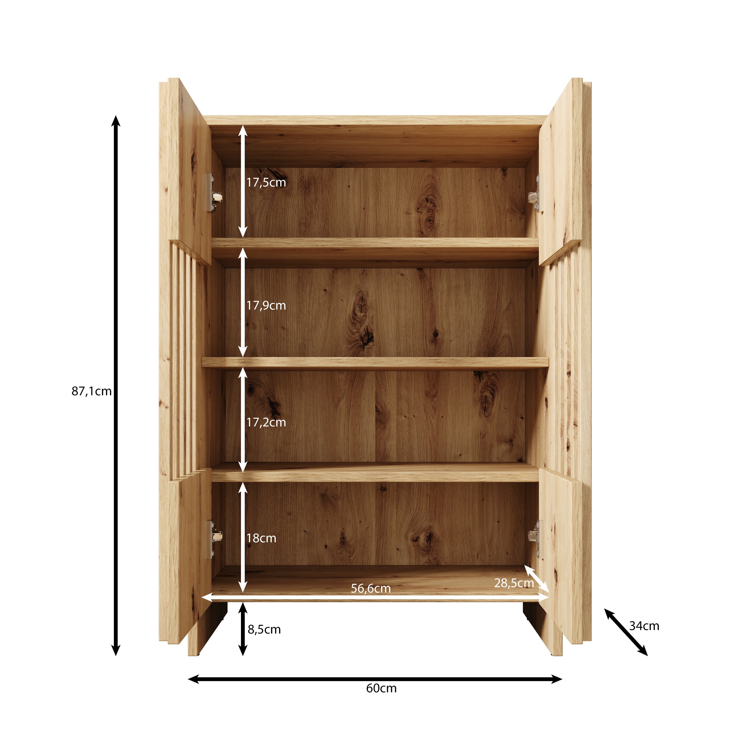Vallée - Schoenenkast - Licht eikenpatroon - 60x34x87 cm