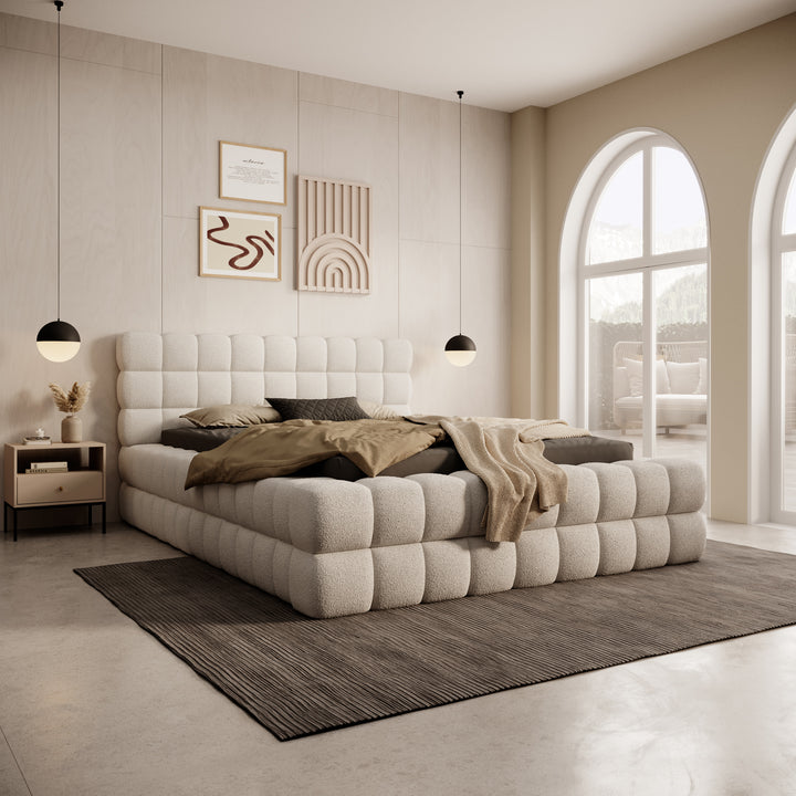 Valona - Tweepersoonsbed - Teddystof beige - 140x200 cm