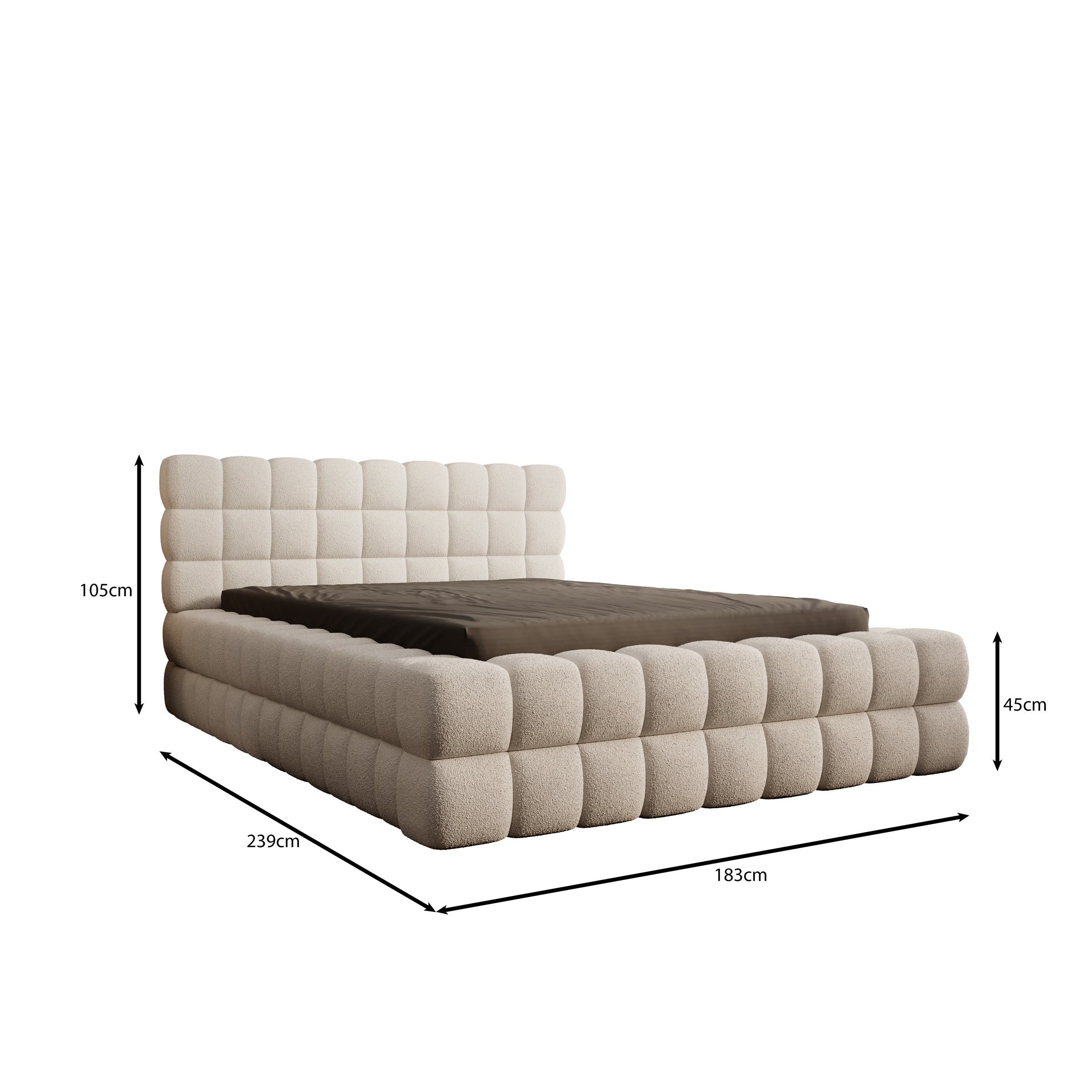 Valona - Tweepersoonsbed - Teddystof beige - 140x200 cm