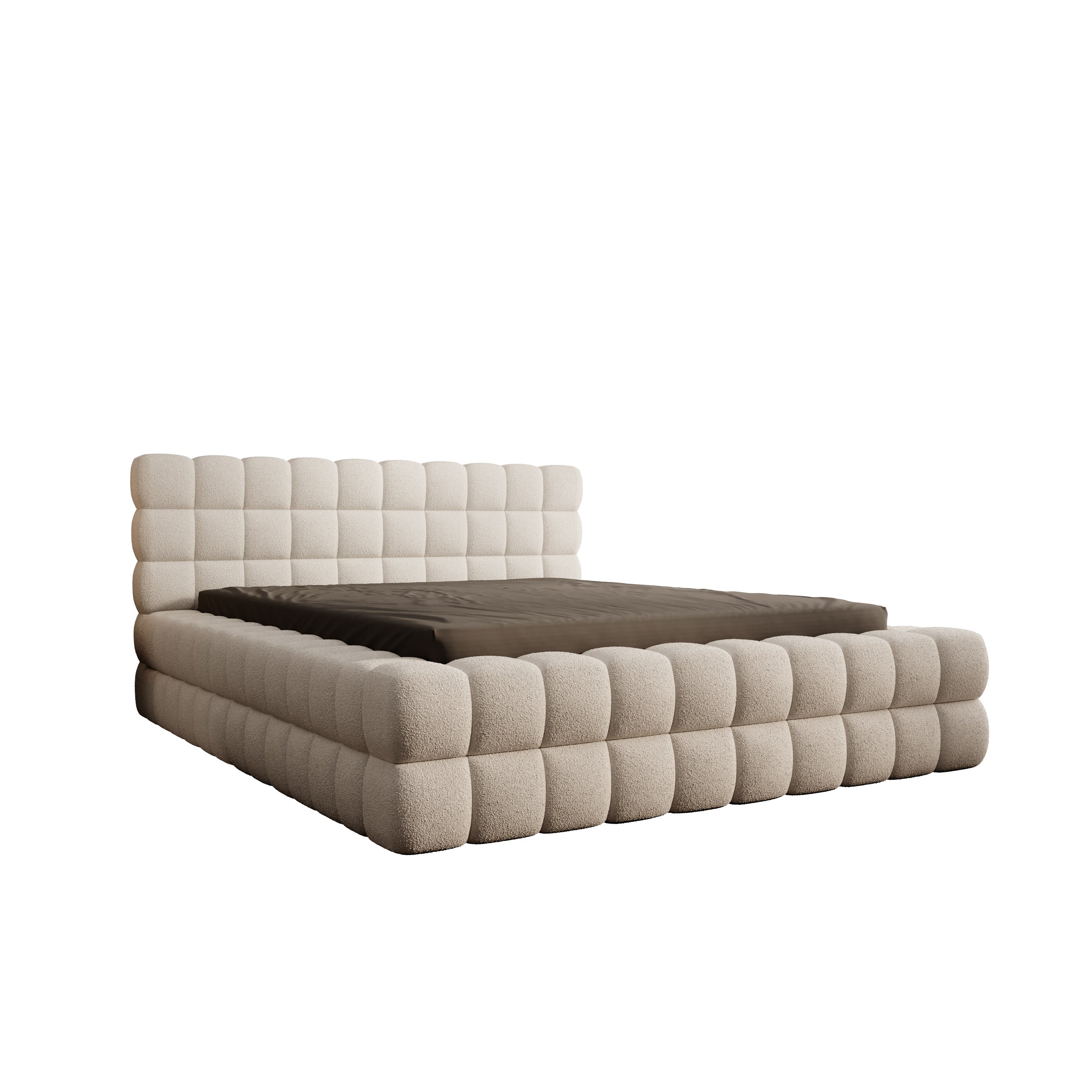 Valona - Tweepersoonsbed - Teddystof beige - 160x200 cm