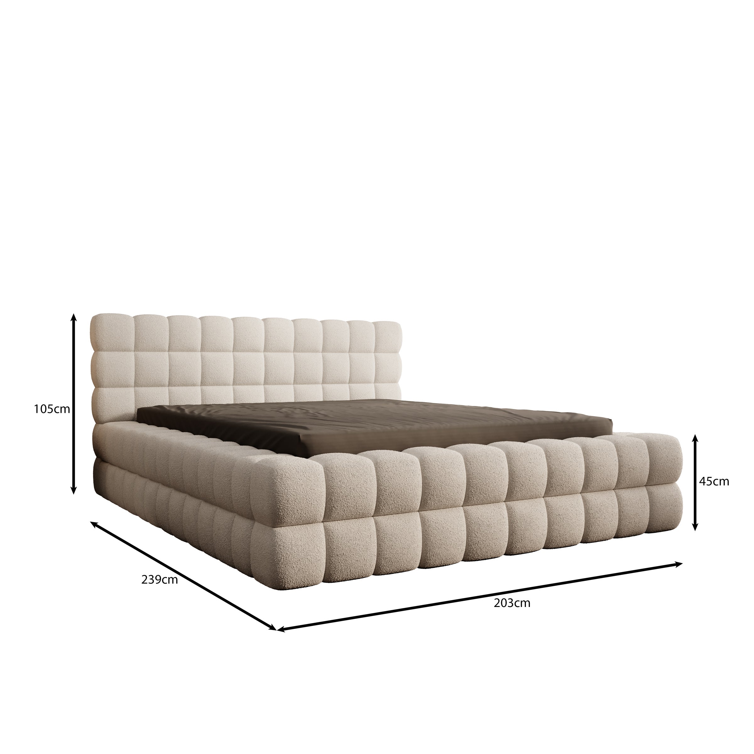 Valona - Tweepersoonsbed - Teddystof beige - 160x200 cm