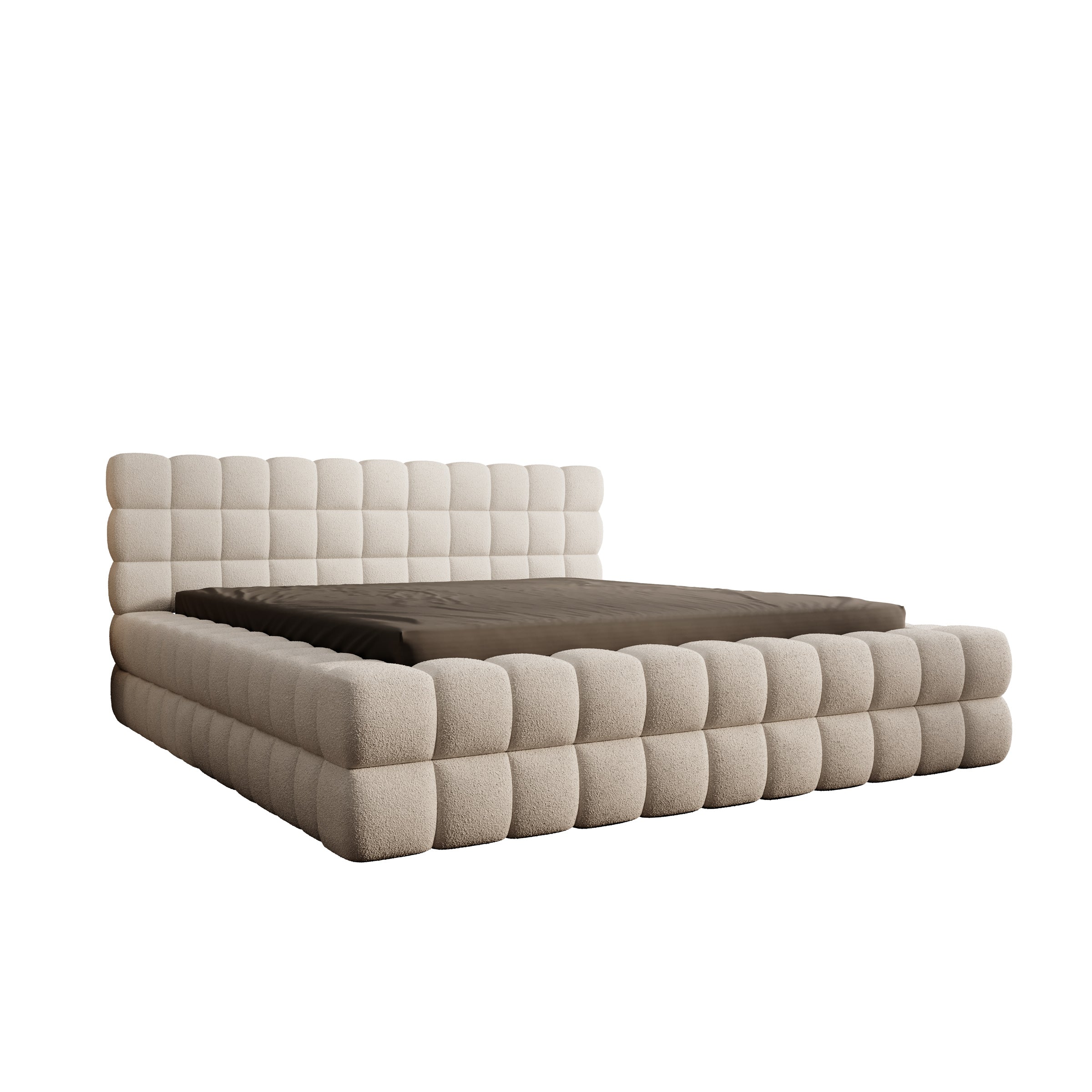 Valona - Tweepersoonsbed - Teddystof beige - 180x200 cm